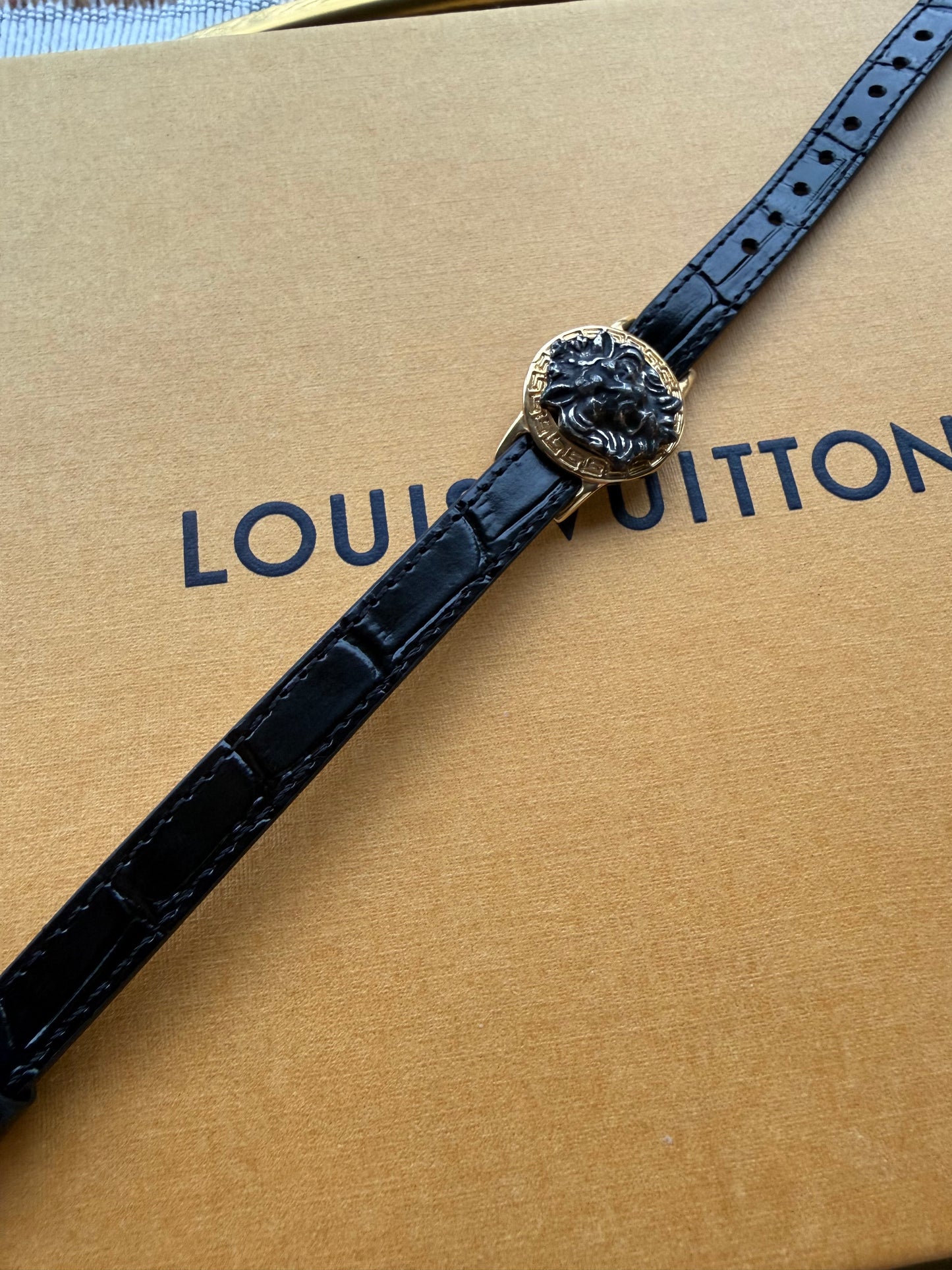 Upcycled Authentic Vintage Versace Verso Estro Lion Head Bracelet