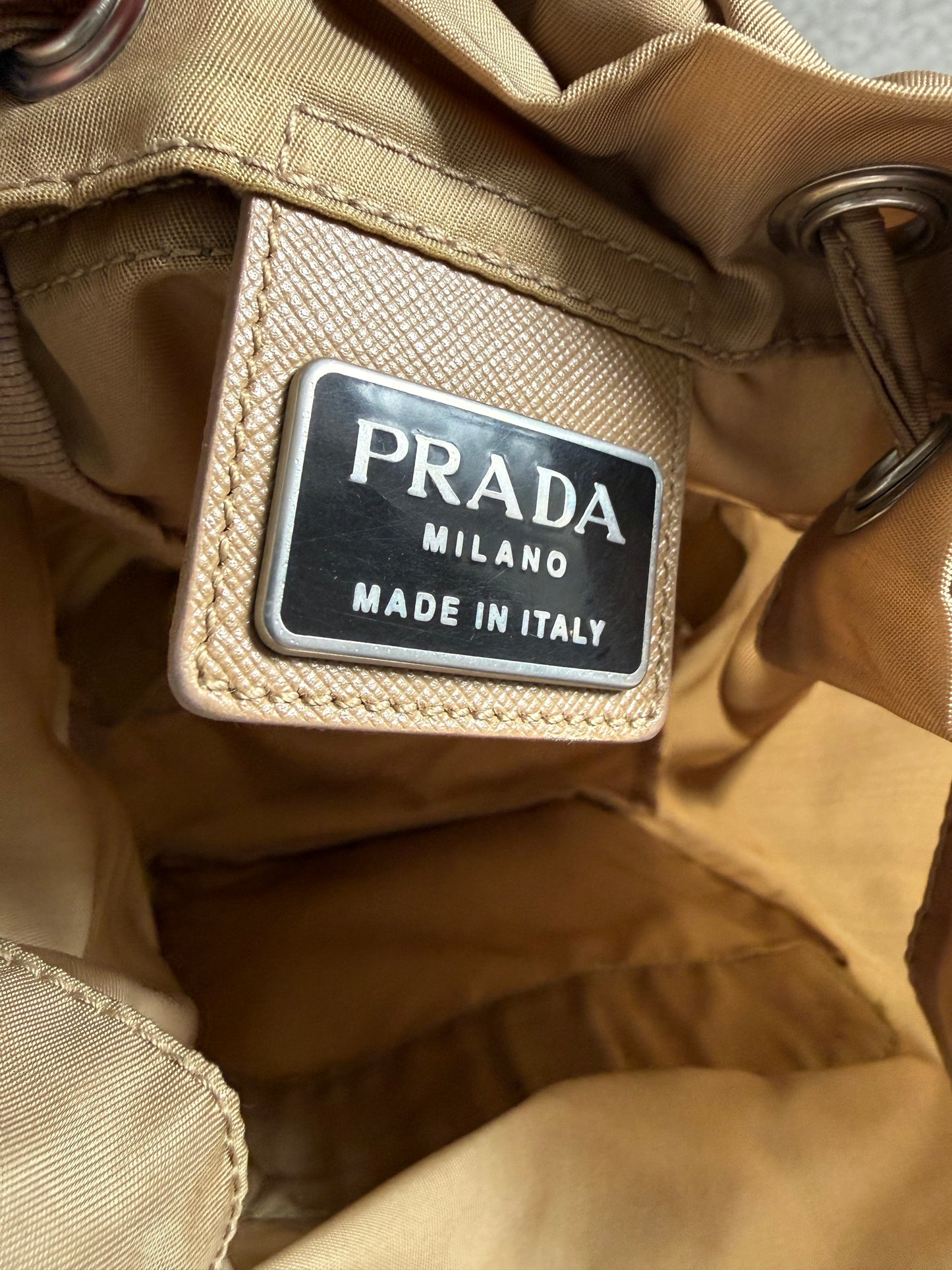 Luxury Authentic Preloved Vintage PRADA Mini Backpack Bag in Khaki