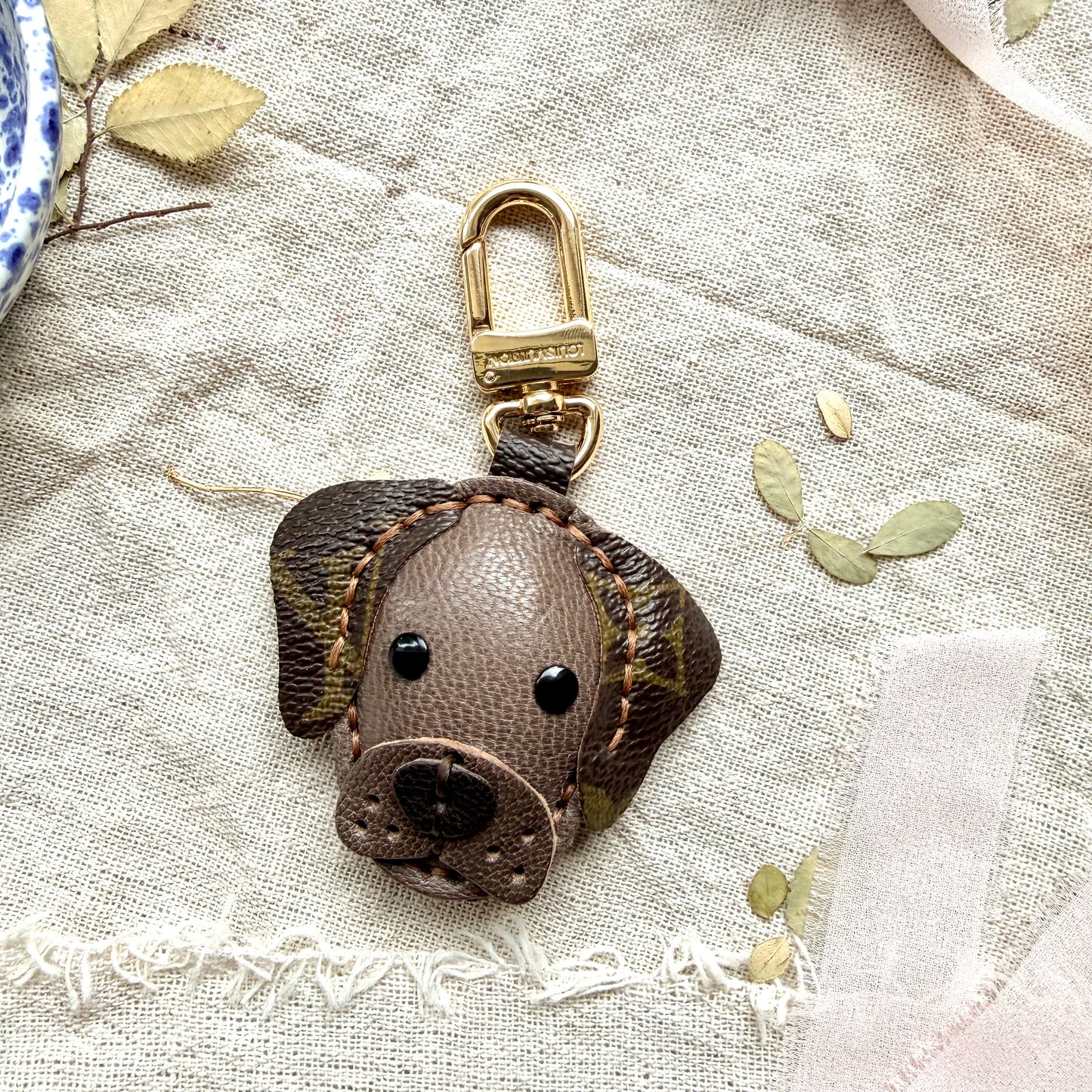 COWBOY the Silver Lab || Handmade Upcycled Luxury Dog Bag Charm