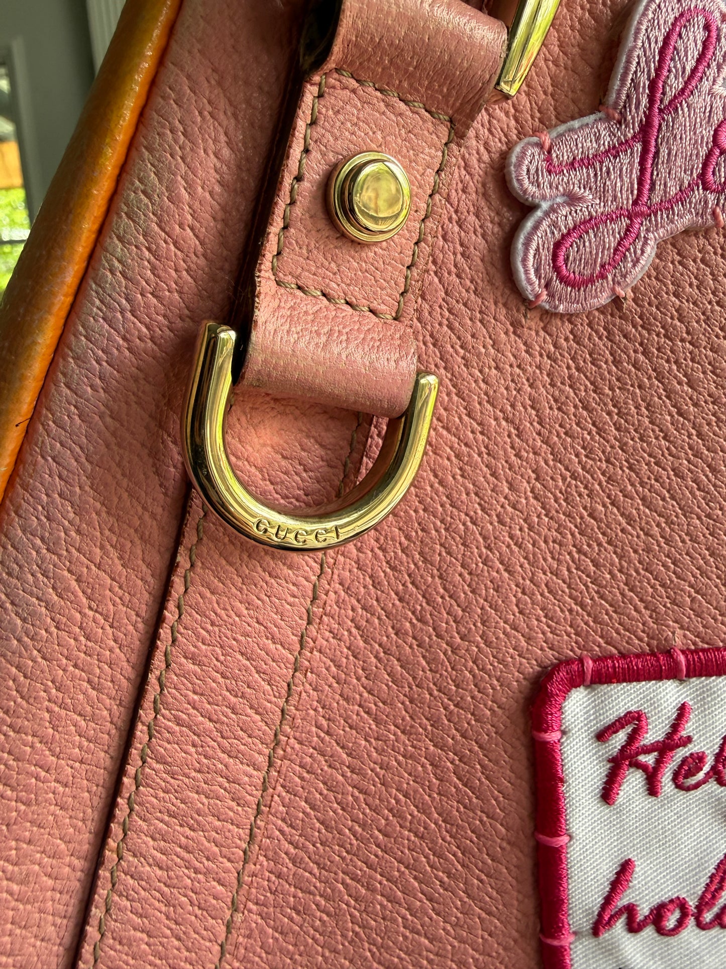 SOLD * Preloved Reimagined Authentic Vintage 2005 Pink Leather Gucci Abbey Tote