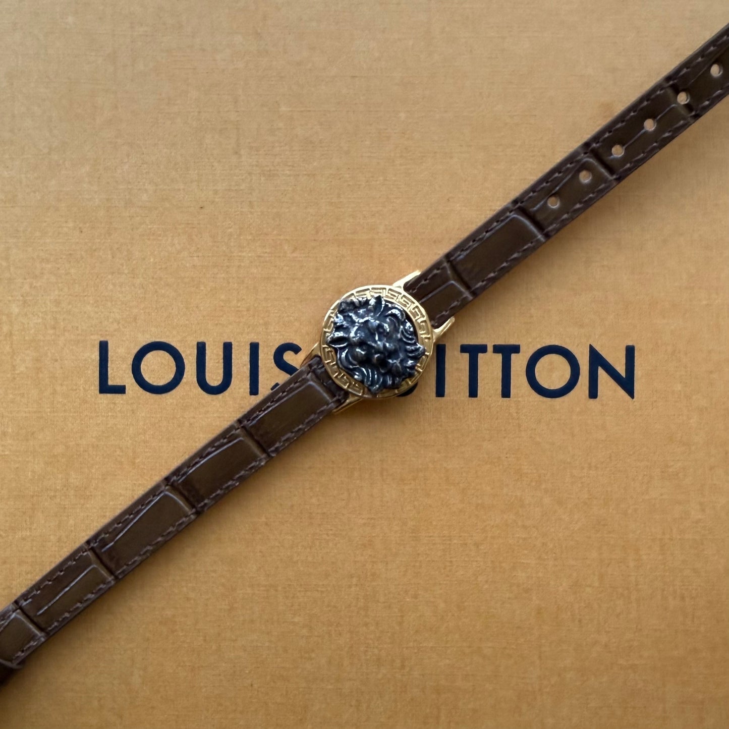 Upcycled Authentic Vintage Versace Verso Estro Lion Head Bracelet