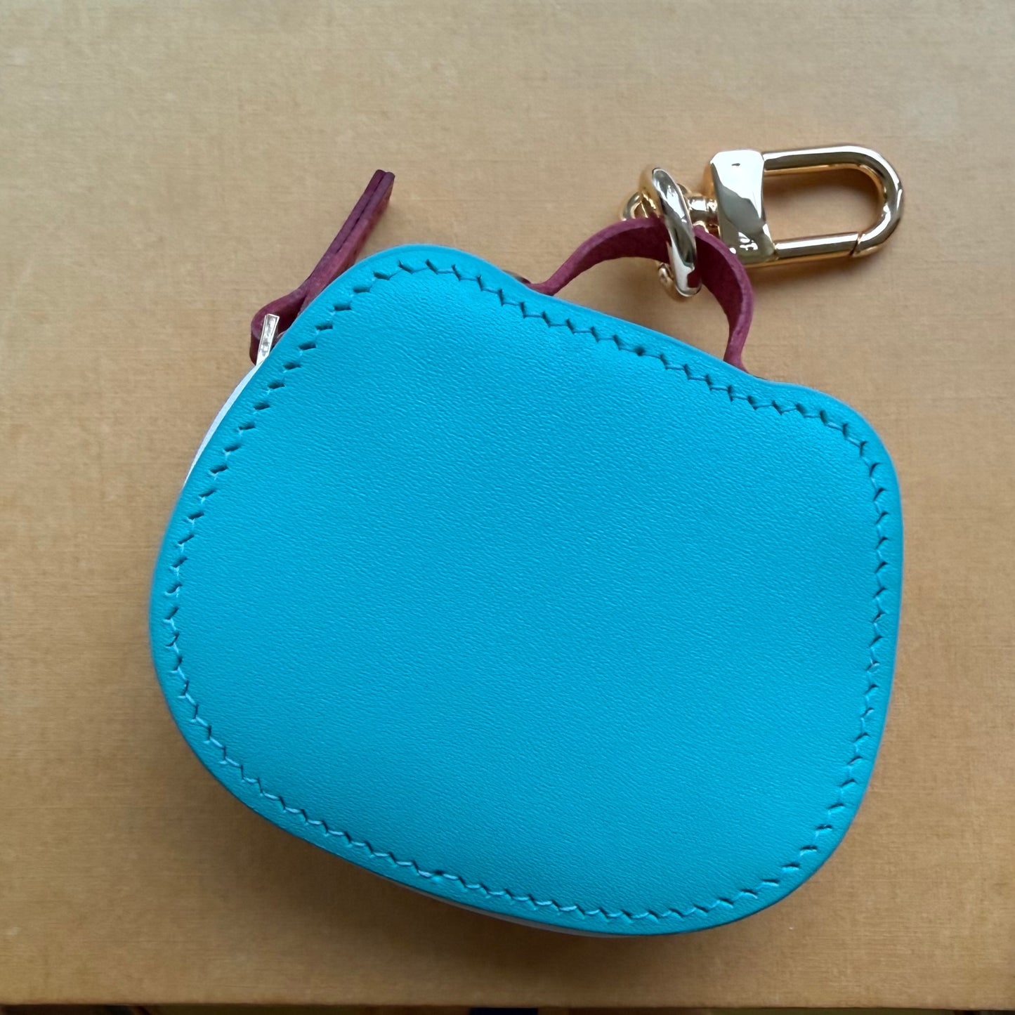 { MEOW } Handmade Leather + DA Canvas Zippy Bag Charm (Teal)