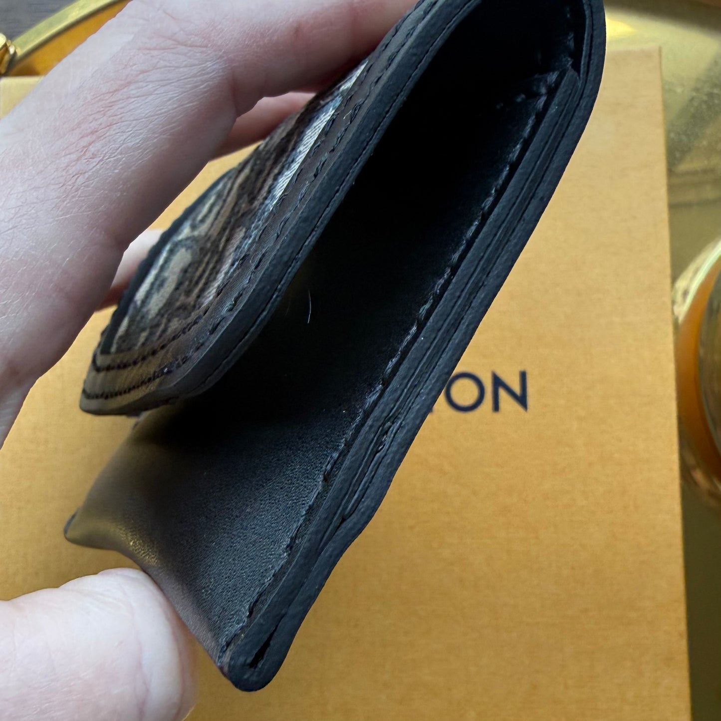 { MARCUS } Handmade DI OR Tapestry + Black Leather Mini Wallet