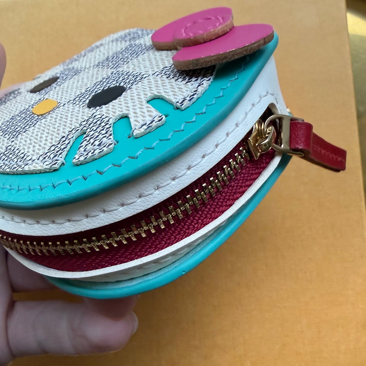 { MEOW } Handmade Leather + DA Canvas Zippy Bag Charm (Teal)