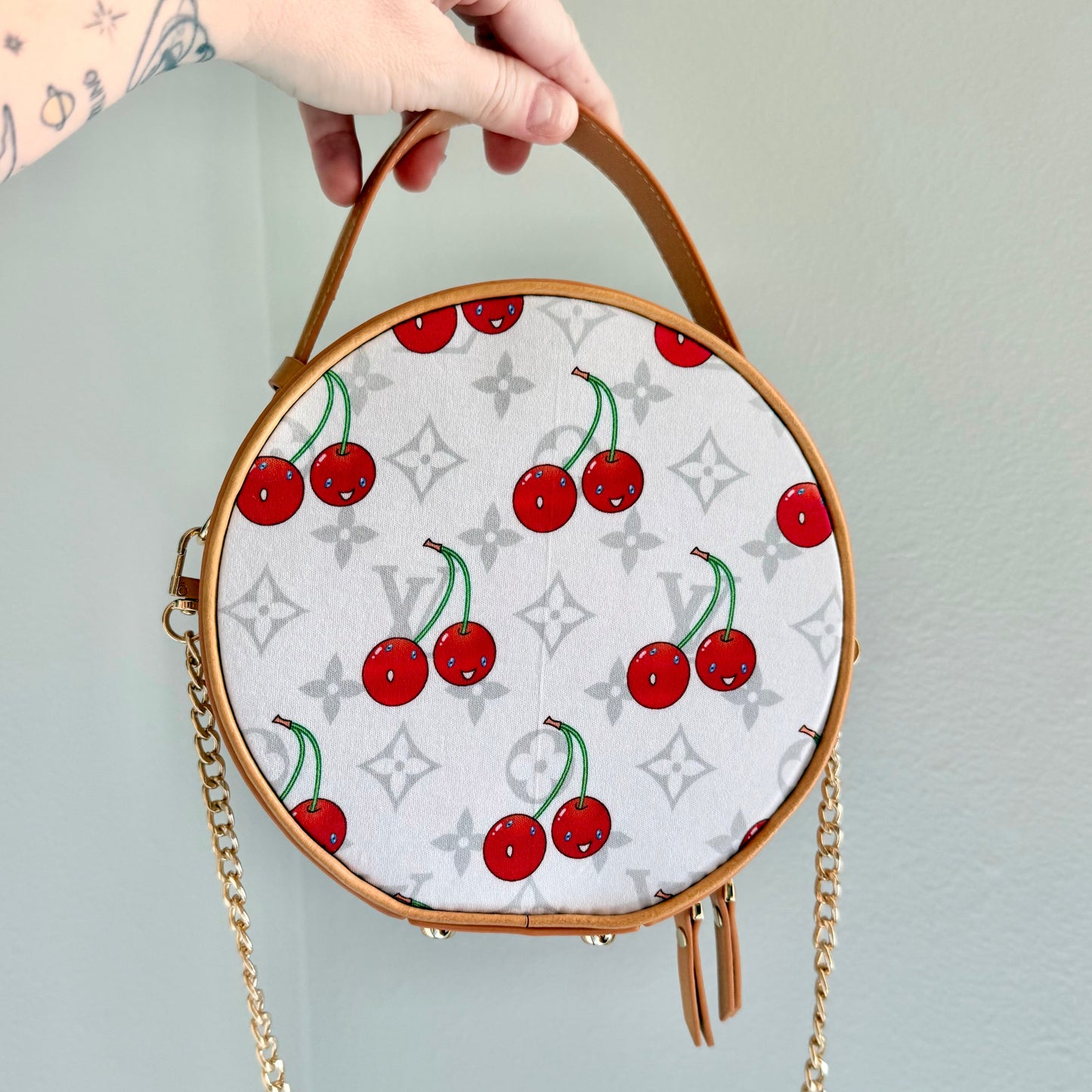 The MOON & SATURN Handbag || Handmade Upcycled Cherry Circle Crossbody Purse