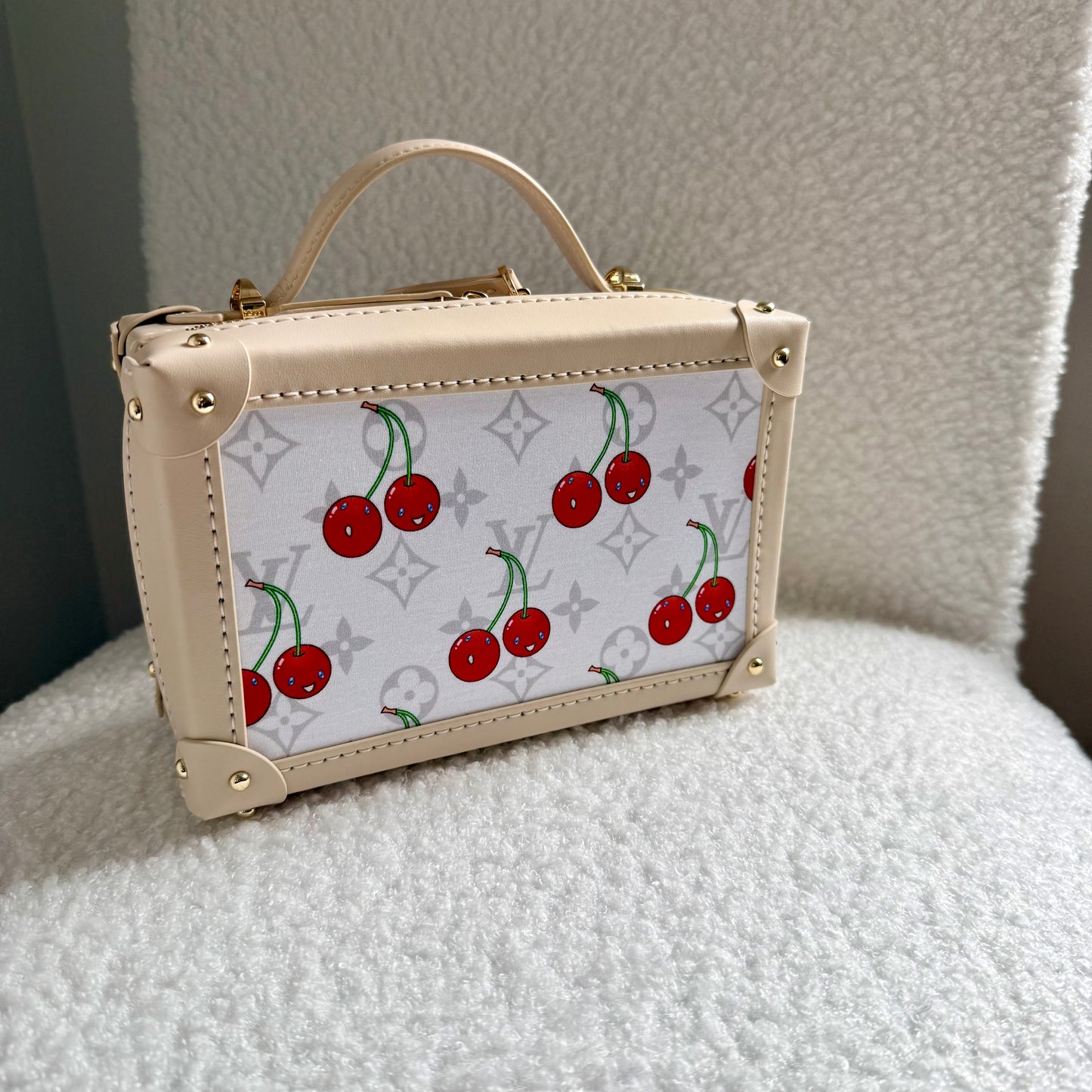 The T&T Trunk Bag || Handmade Upcycled Artisan Luxury Handbag White Cherry Edition
