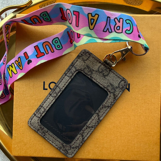 Handmade Upcycled Gucci ID Badge with Lanyard