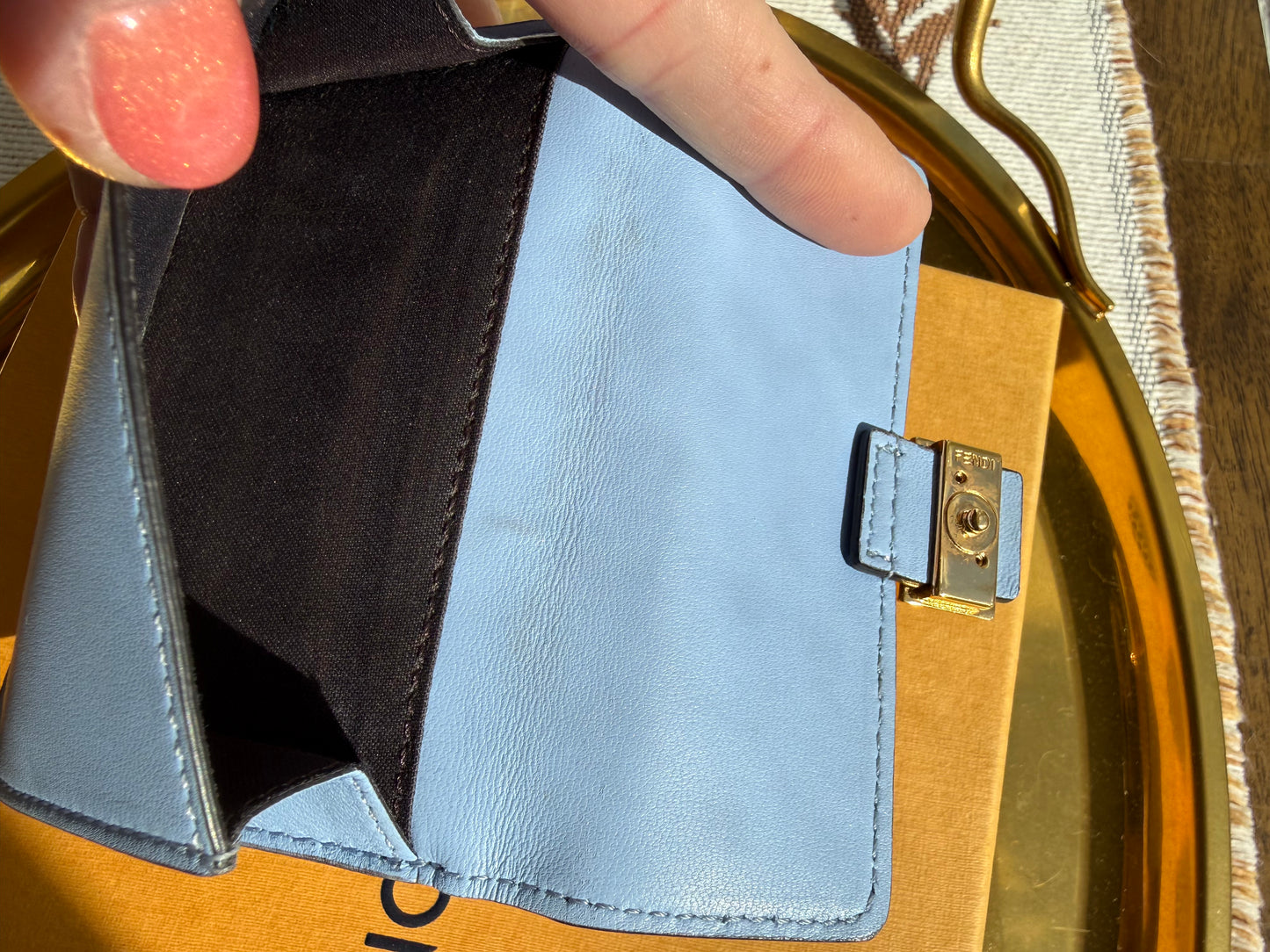 Authentic Preloved Light Blue Fendi Mini Wallet