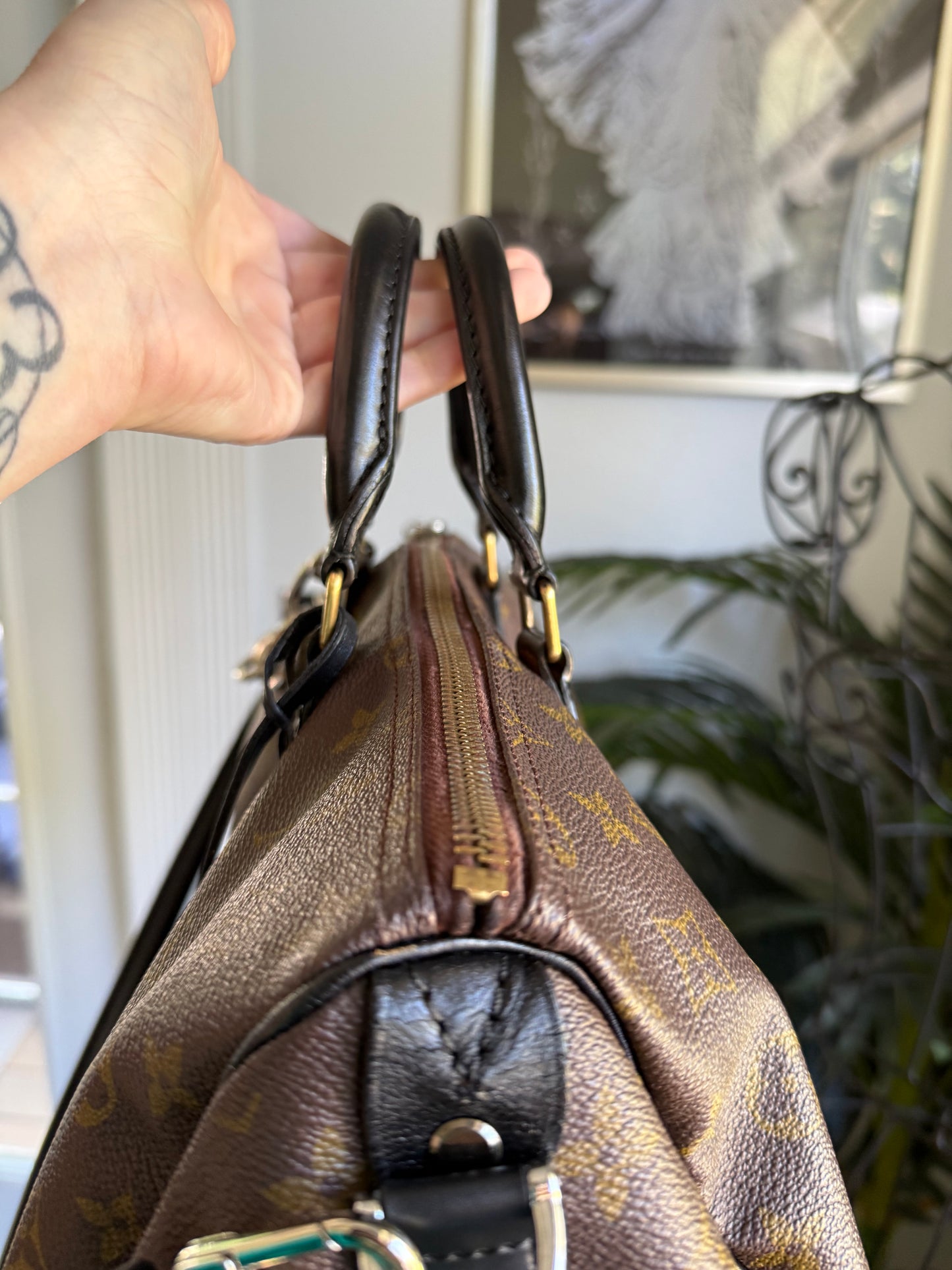 Preloved Authentic Reimagined Vintage LV Speedy 35 DARK *one of one*