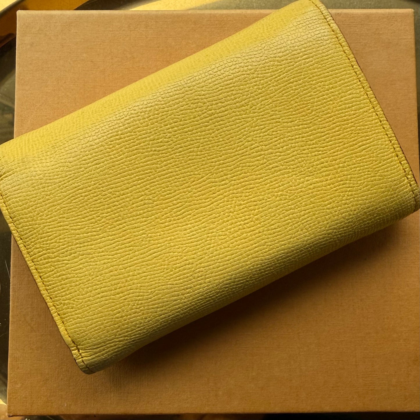 Authentic Preloved Classic Quiet Luxury Coastal Grandma MCM Yellow Leather Short Wallet