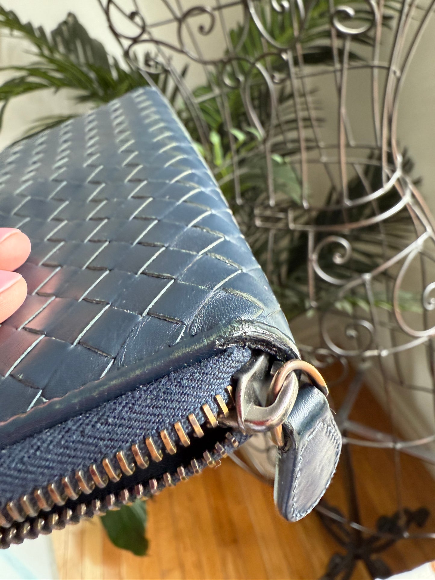 Authentic Preloved Navy Bottega Veneta Long Wallet