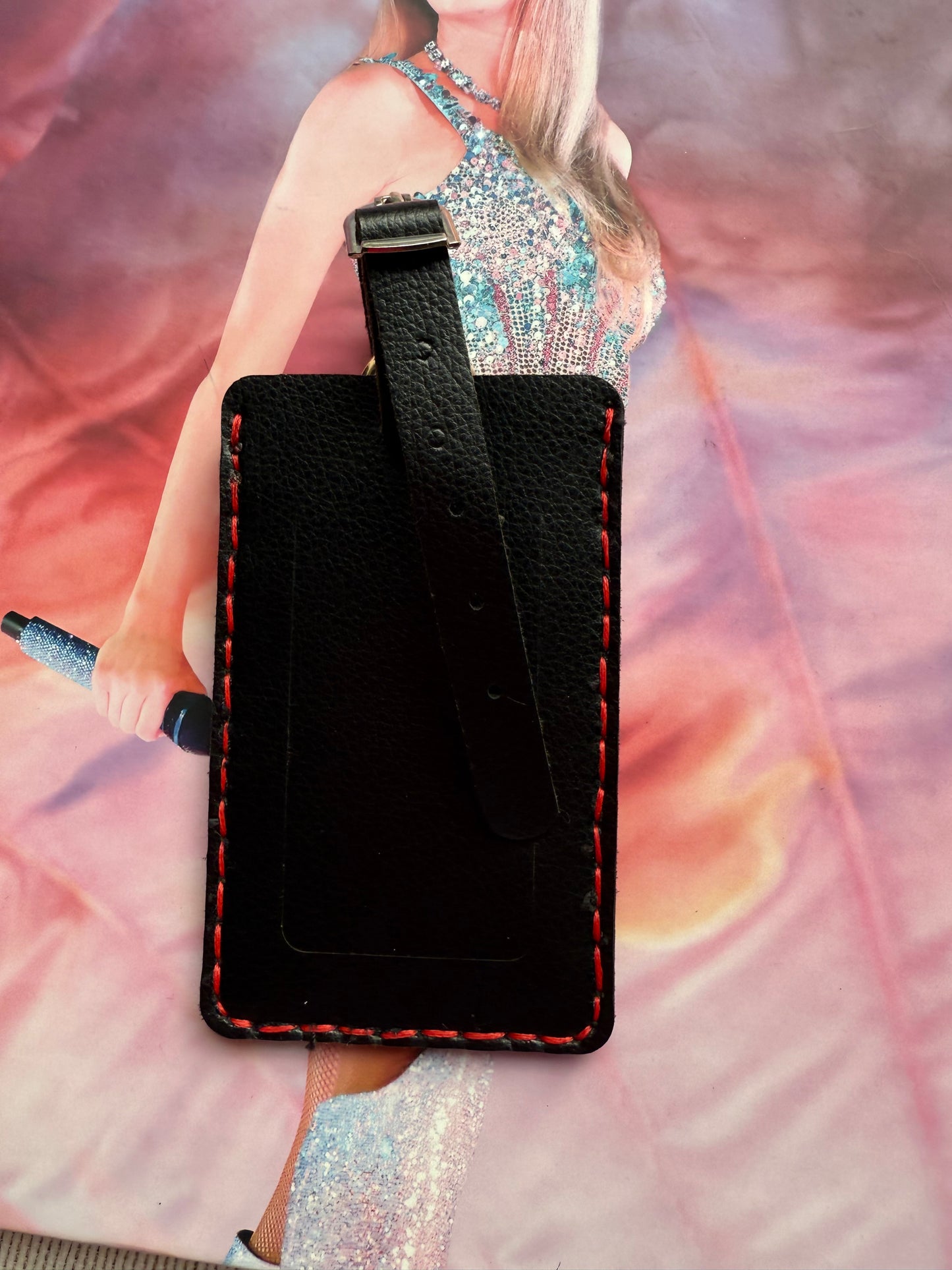 BOLTER Black + Mono Travel Tag {red stitching}