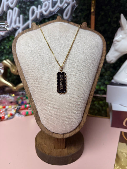 Vintage Upcycled CC Bar Necklace