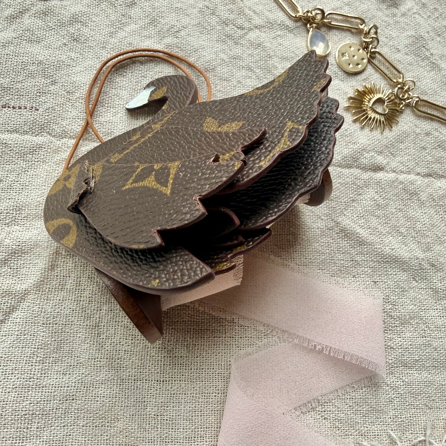 The SWAN Handmade Upcycled LV Oragami Bag Charm