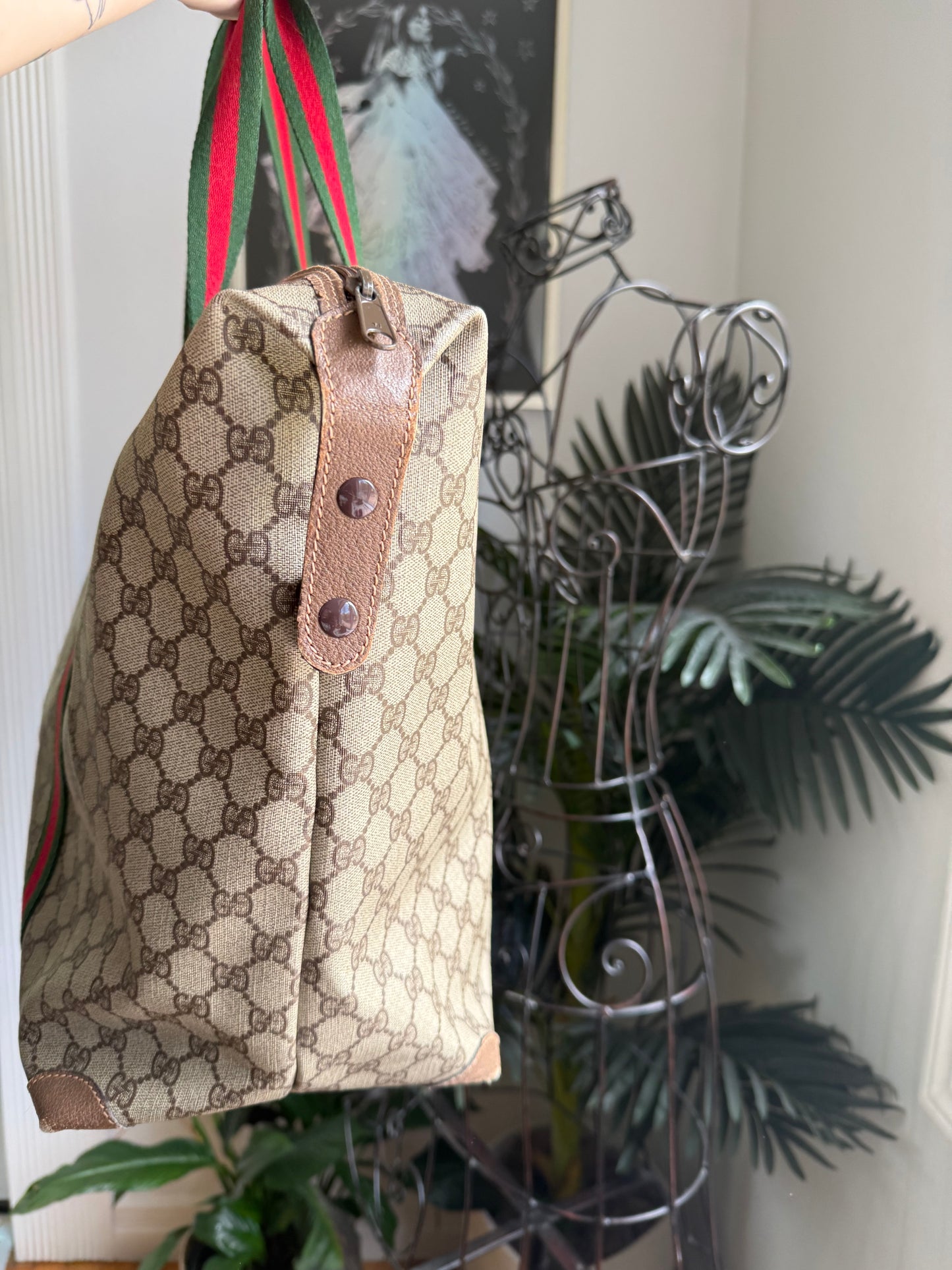 Authentic Preloved Vintage Gucci Sherry Line Canvas Weekender Bag