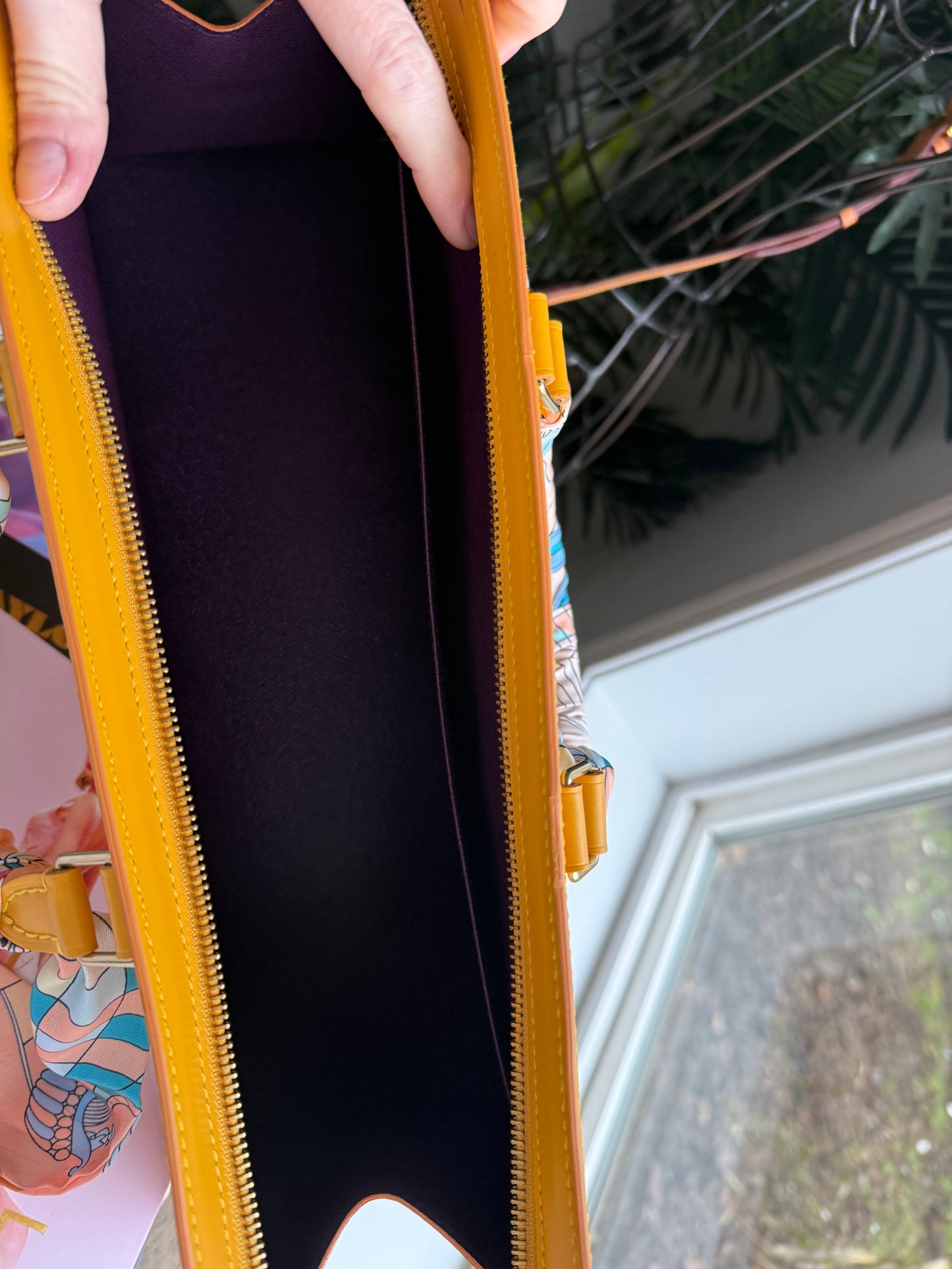 Preloved Authentic Vintage Luxury Statement Piece Iconic 1995 Louis Vuitton Sac Triangle bag in yellow epi leather