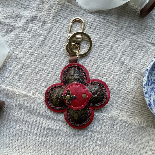 SUNNY Charm || Handmade Flower Doll Bag Charm in True Red