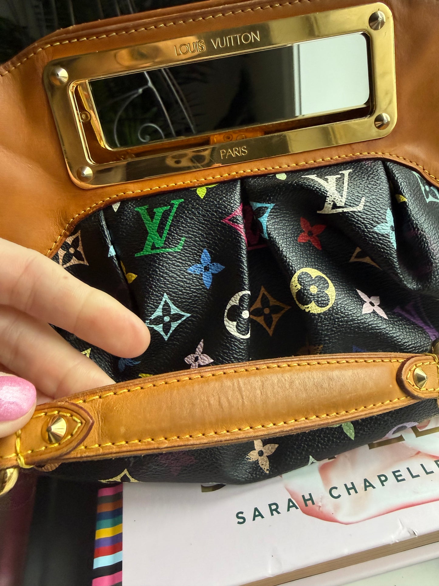 Preloved Authentic 2009 Murakami x LV Black Multicolor Judy PM