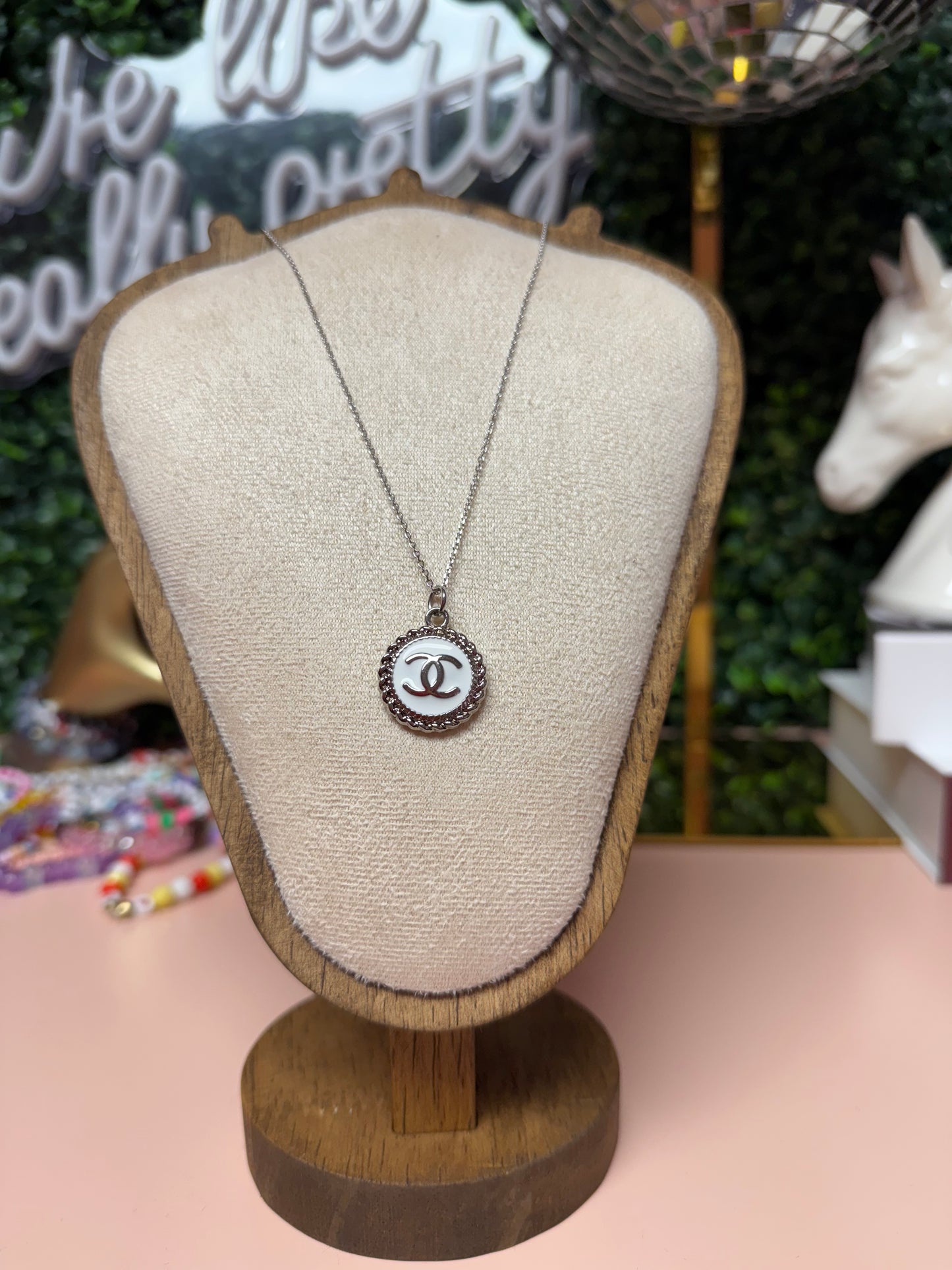 Vintage Upcycled Lux CC Medallion Necklace