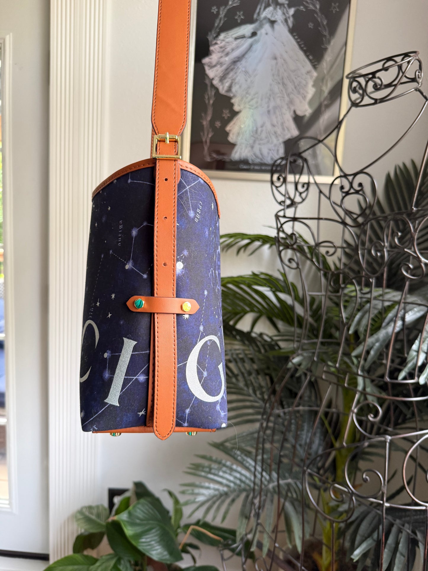 { CLARA } Handmade GG Astronomy Dusty + Tan Leather Hobo Bag