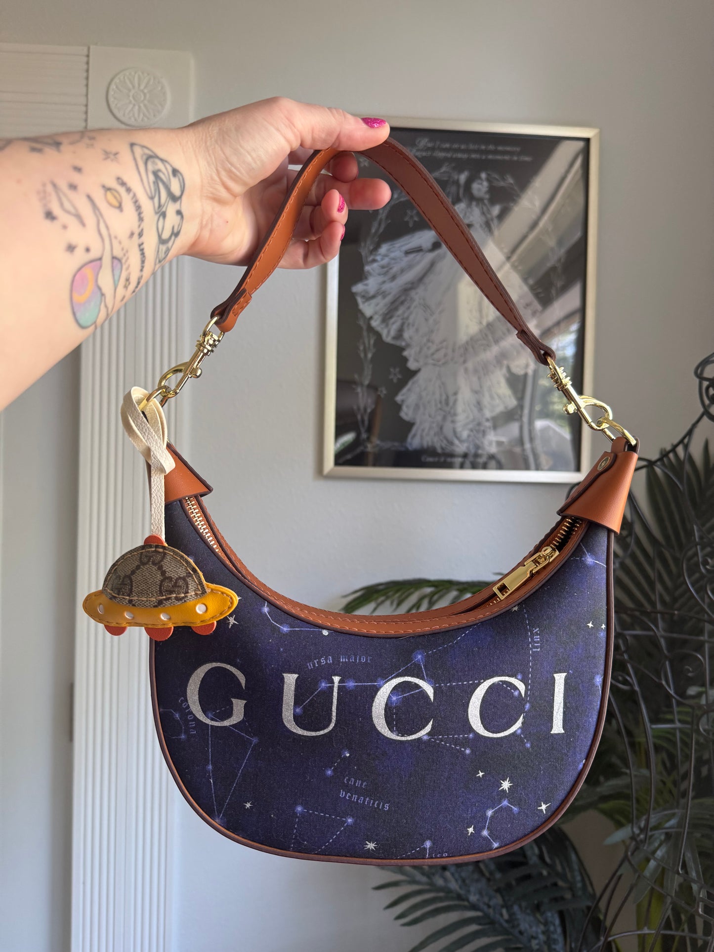 The DOWN BAD Shoulder Bag || Handmade Upcycled Navy Gucci Dusty with Charm