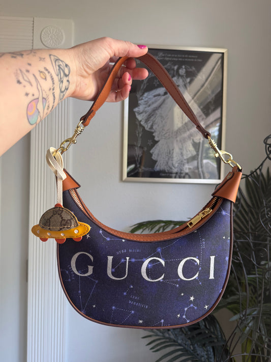 The DOWN BAD Shoulder Bag || Handmade Upcycled Navy Gucci Dusty with Charm