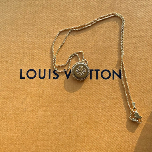 Vintage Upcycled Lux CC Large Clover Necklace