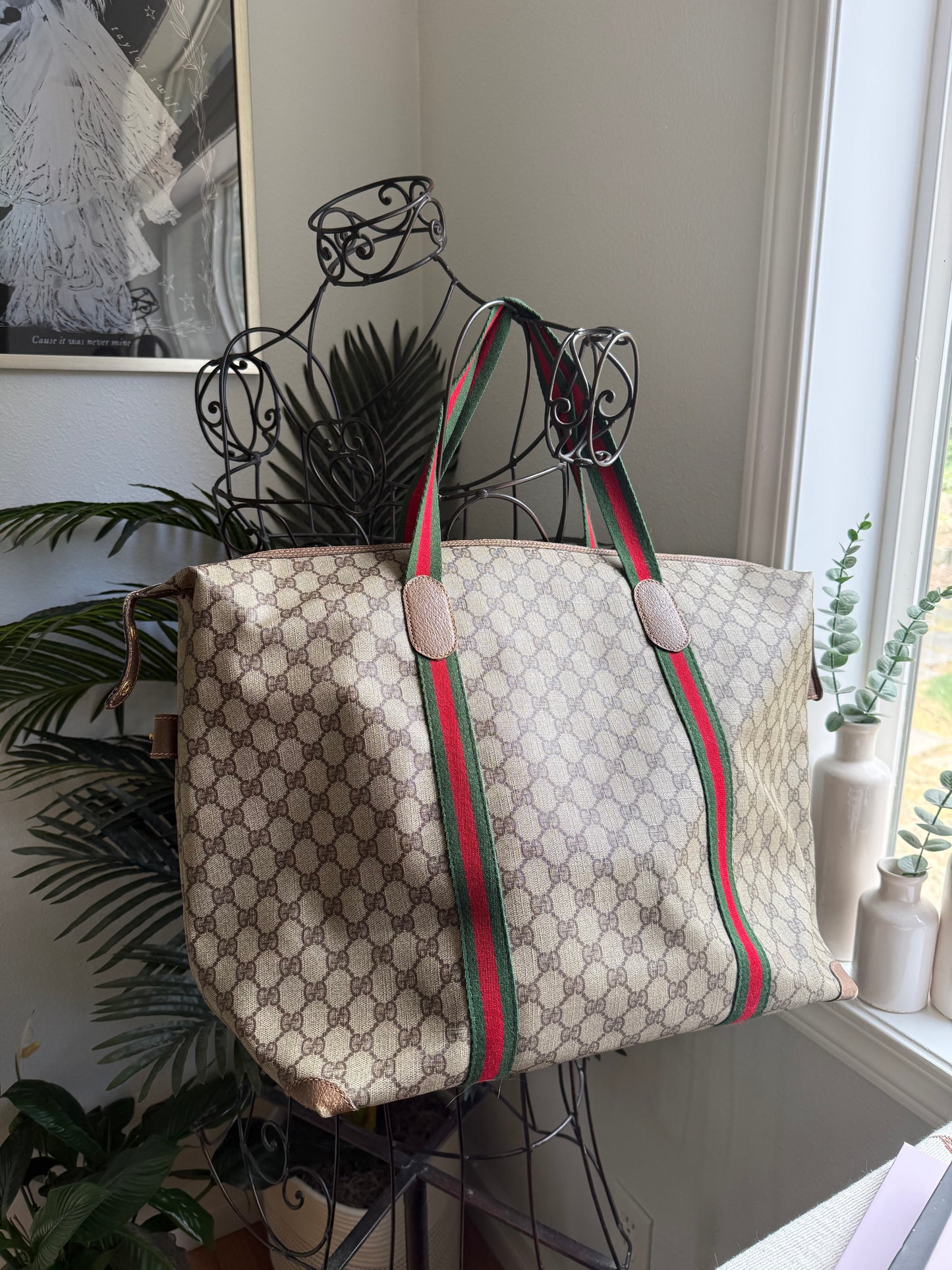 Authentic Preloved Vintage Gucci Sherry Line Canvas Weekender Bag