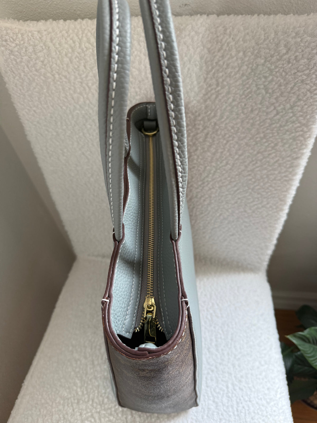 Handmade Upcycled Mono Vertical Tote