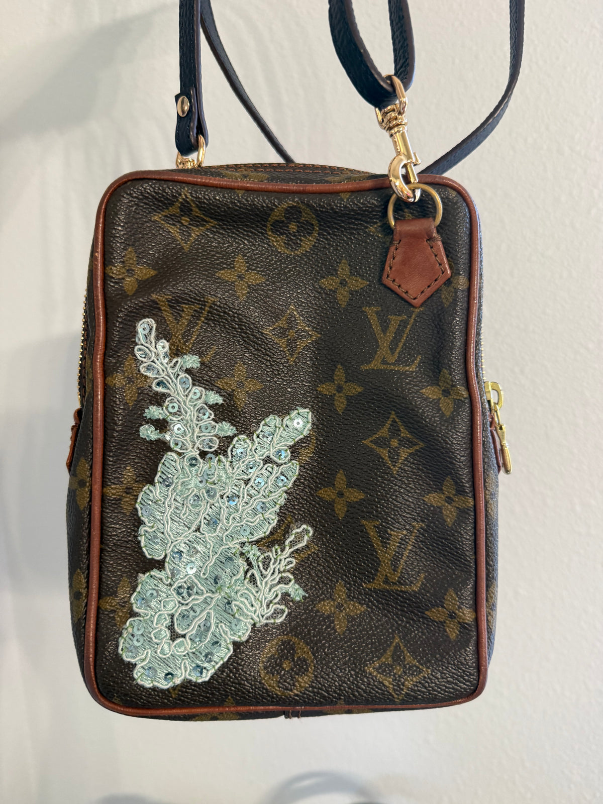 Authentic Preloved Custom Embroidered Beaded Reimagined Nautical Vintage Mini Amazone Crossbody Bag