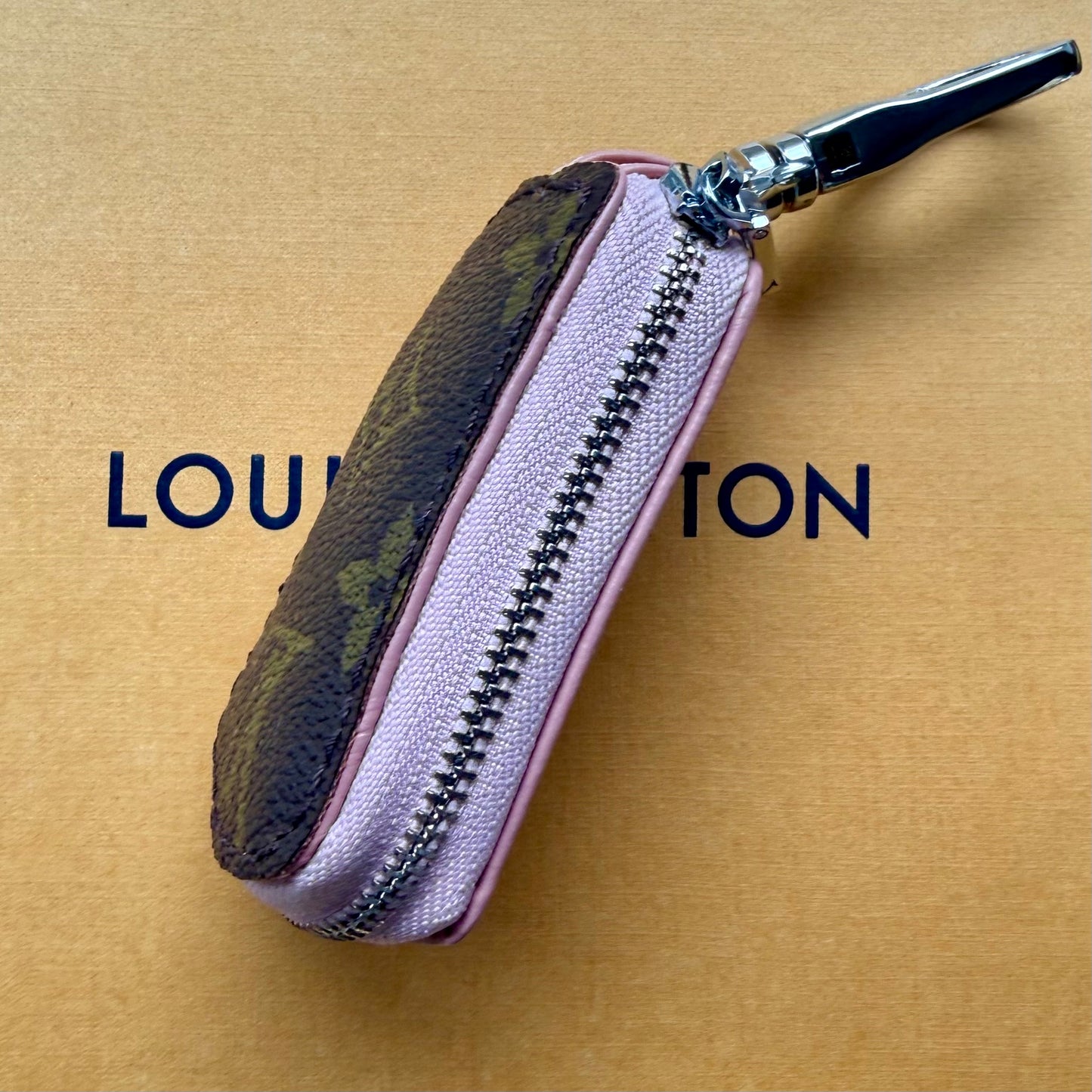 {RED} Upcycled Mono + Pink Leather Universal Key Fob Cover