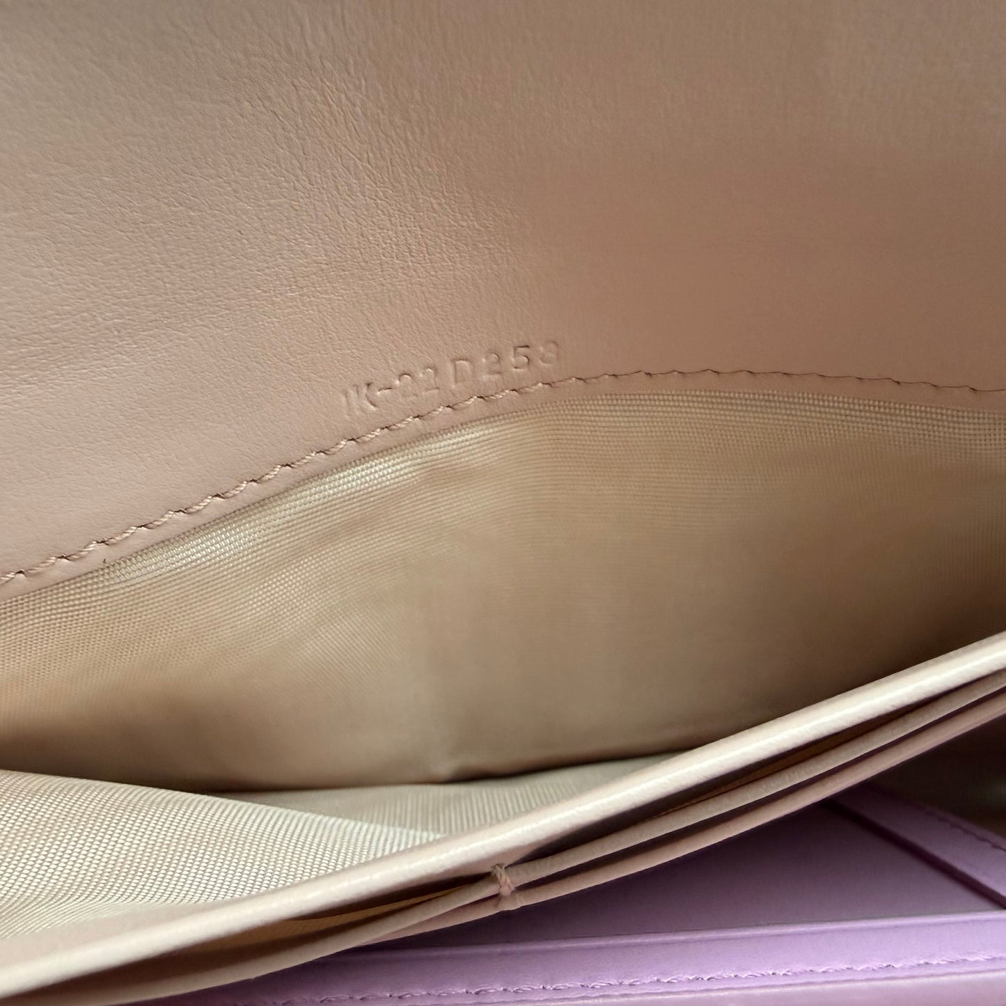 Authentic Preloved Ferragamo Long Wallet on chain - lilac and light pink floral grommet