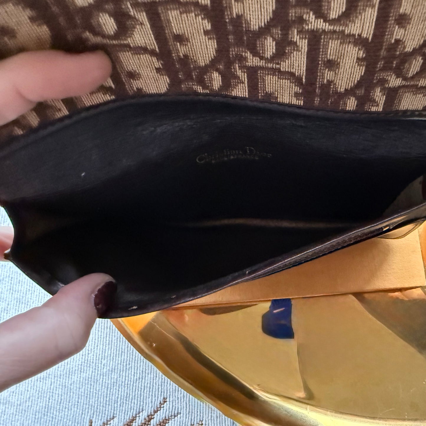 Authentic Preloved Luxury Upper Westside Vintage Brown Dior Trotter Long Wallet with Chain