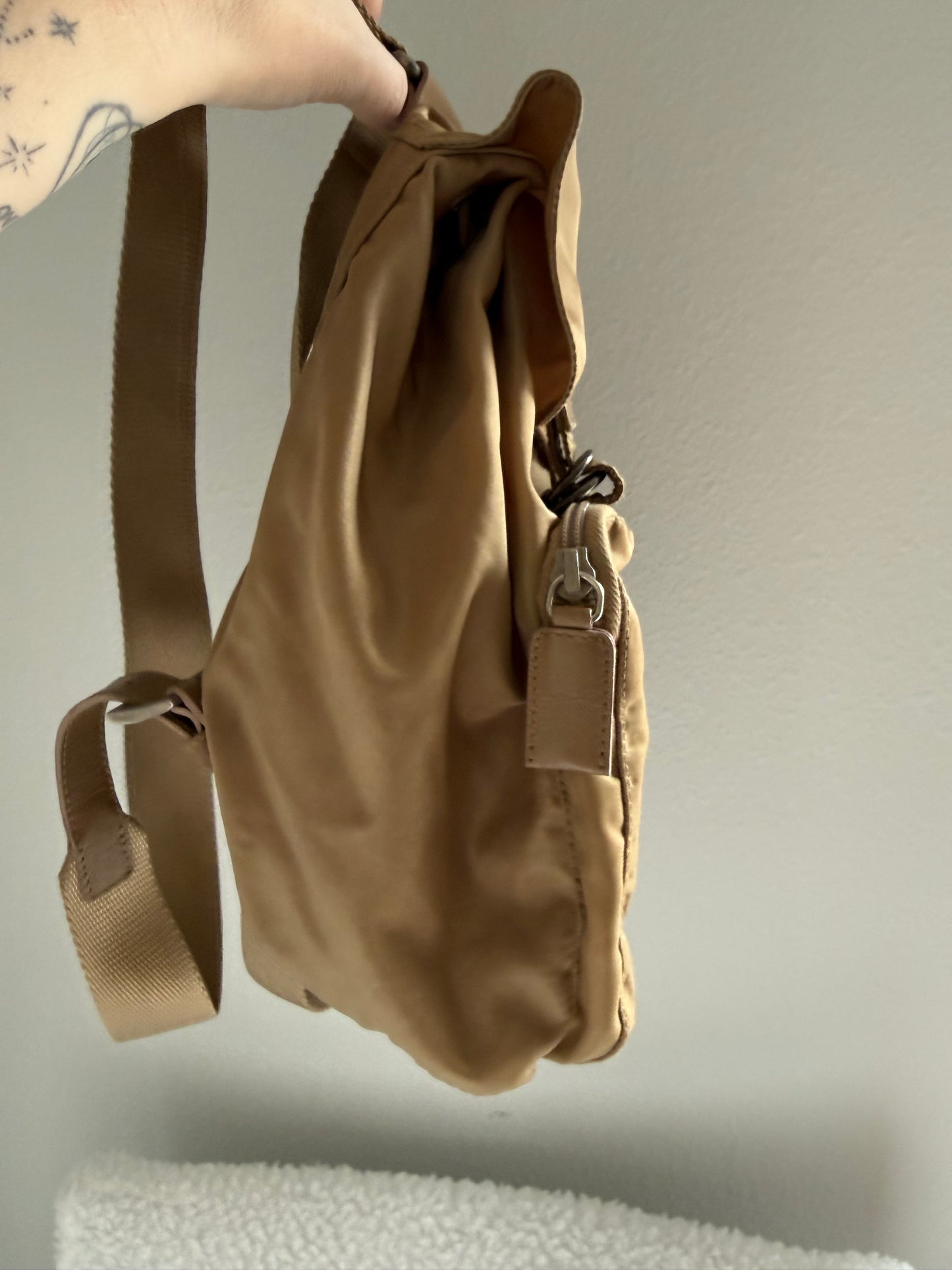 Luxury Authentic Preloved Vintage PRADA Mini Backpack Bag in Khaki