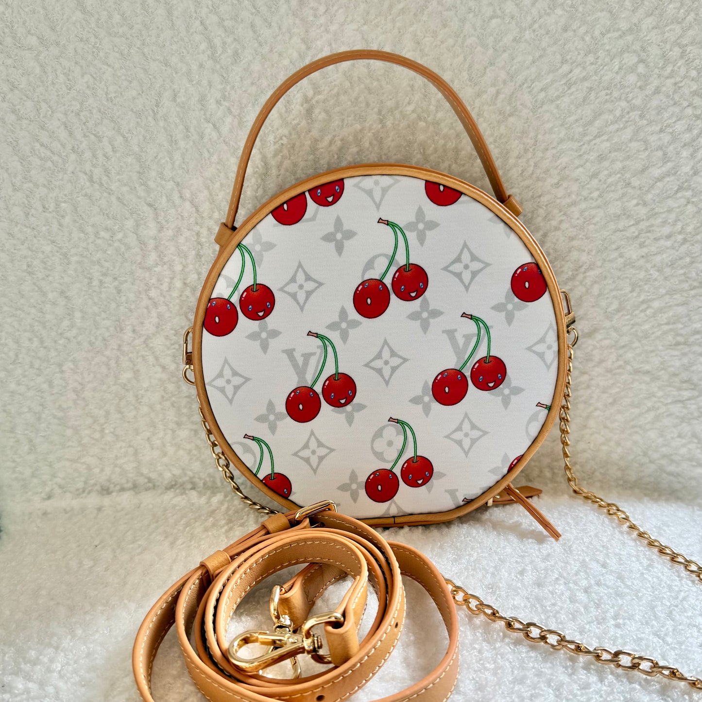 The MOON & SATURN Handbag || Handmade Upcycled Cherry Circle Crossbody Purse
