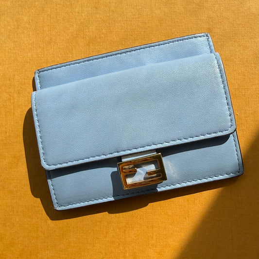 Authentic Preloved Light Blue Fendi Mini Wallet