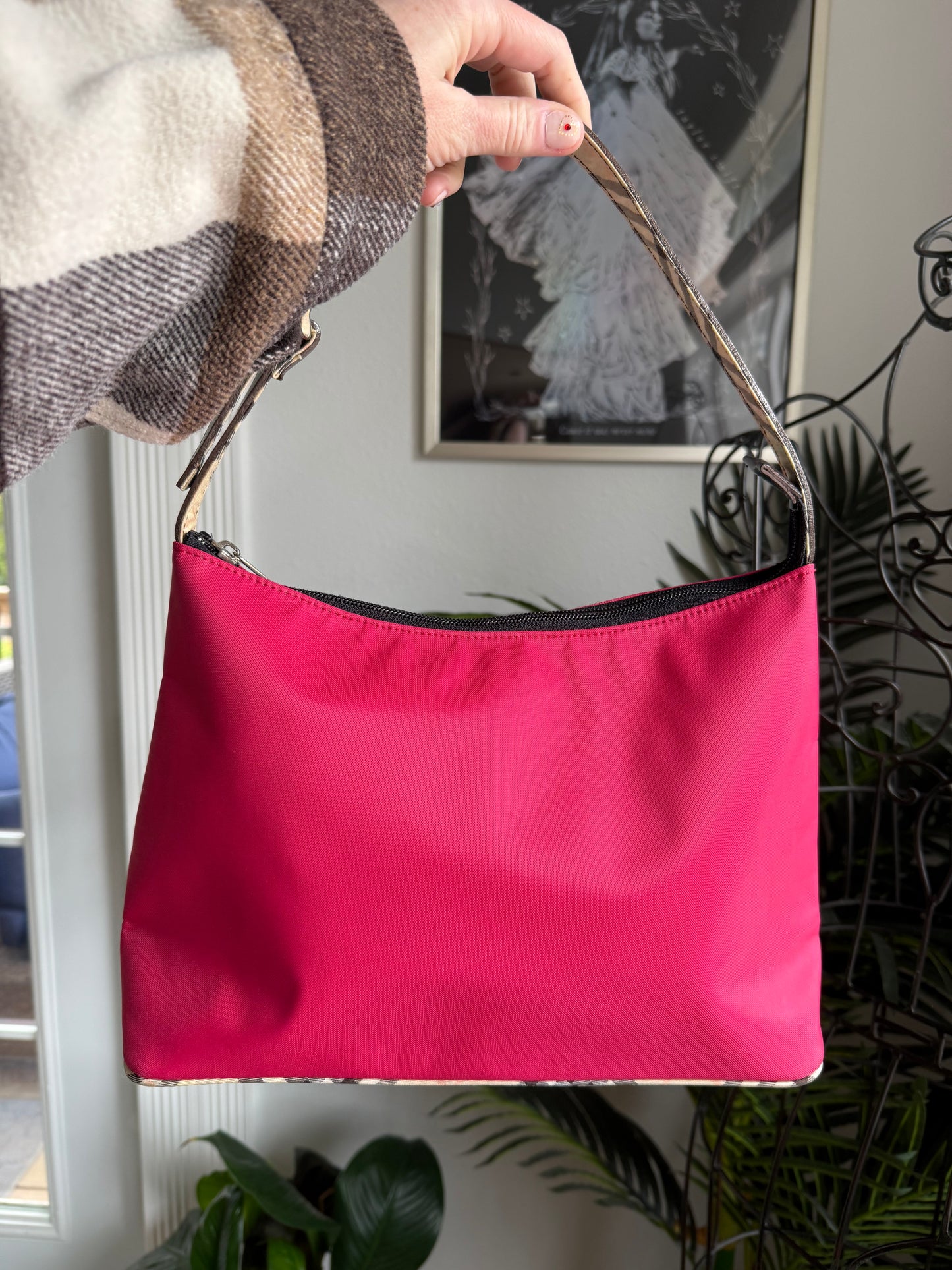 Authentic Preloved Burberry Novacheck Blue Label Pink Nylon Tote with Classic Pouch