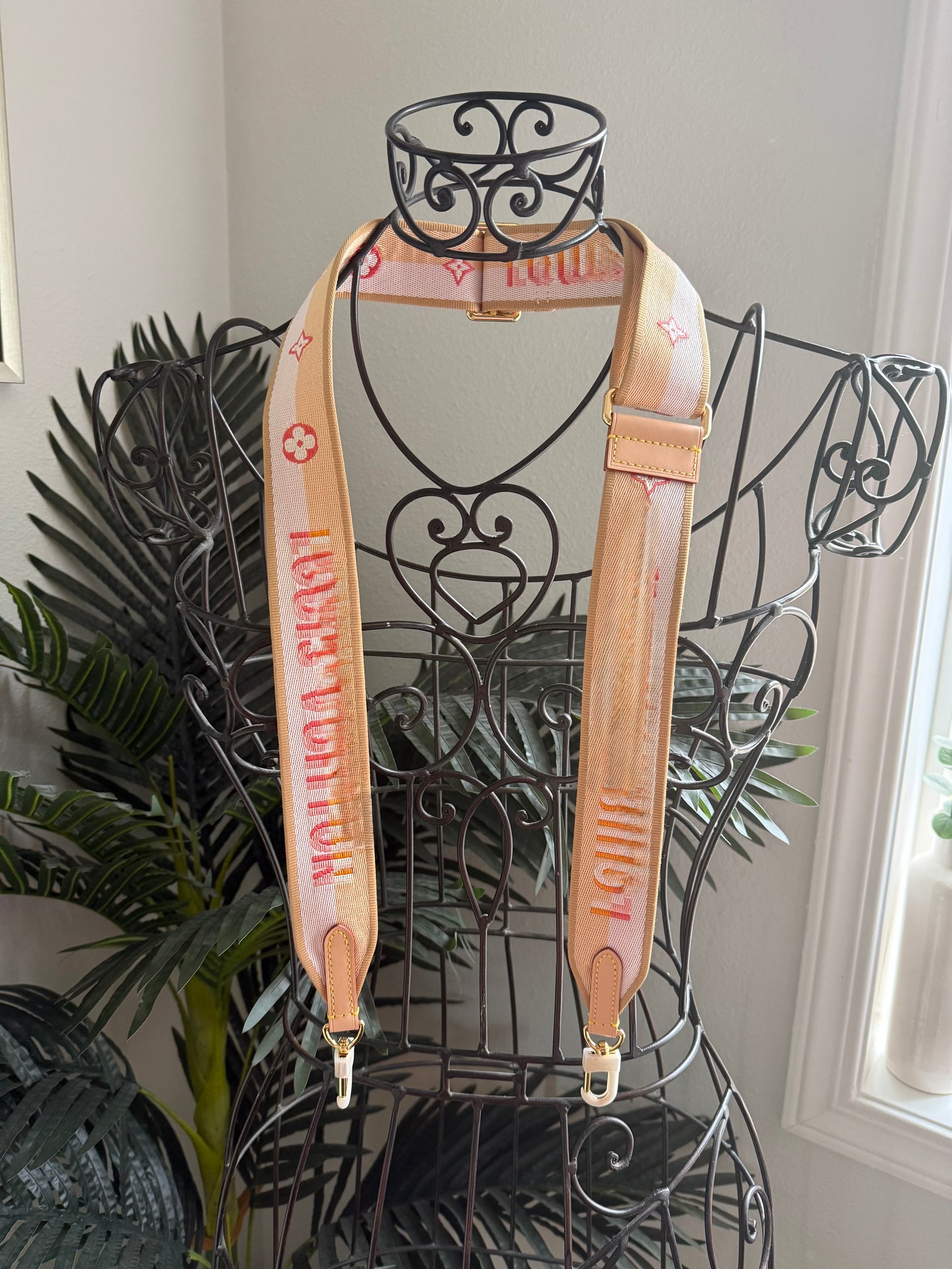 Crossbody Strap Cream/Pink/Orange Sunset + Vachetta