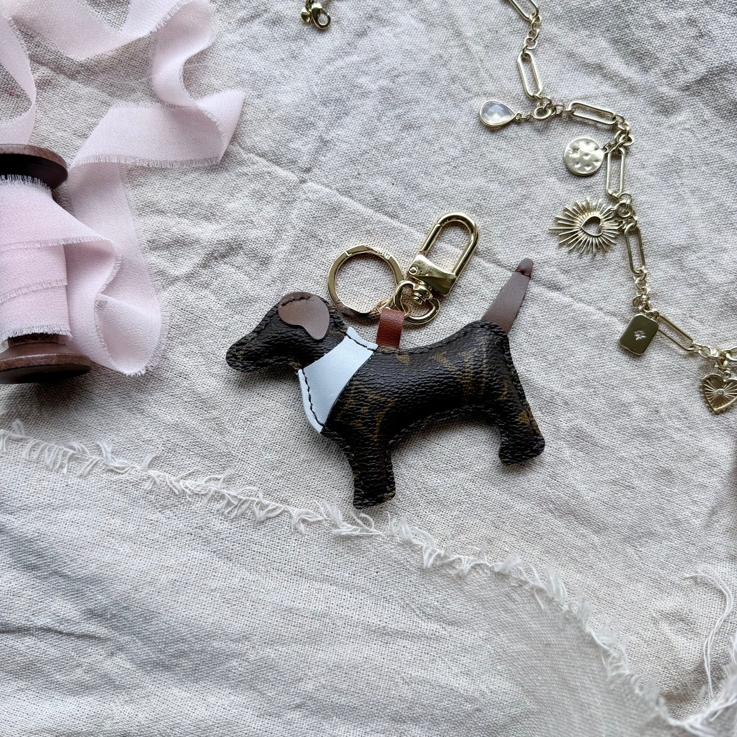 The BANDANA PUP Bag Charm || Upcycled Luxury Handmade Pet Lover Gift *Various Colors*