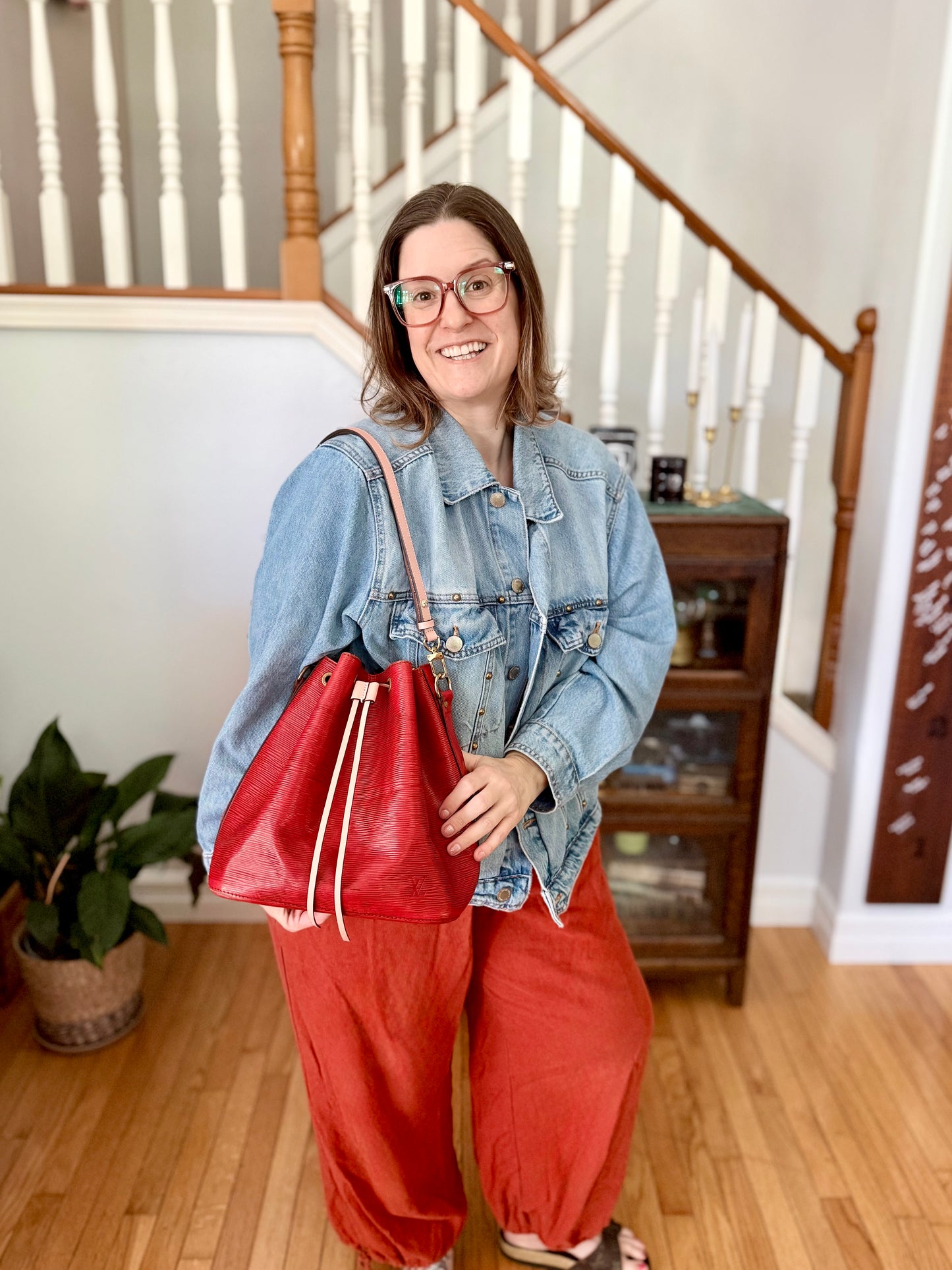 Authentic Preloved Vintage Reimagined Louis Vuitton Petit Noe in Red Epi Leather