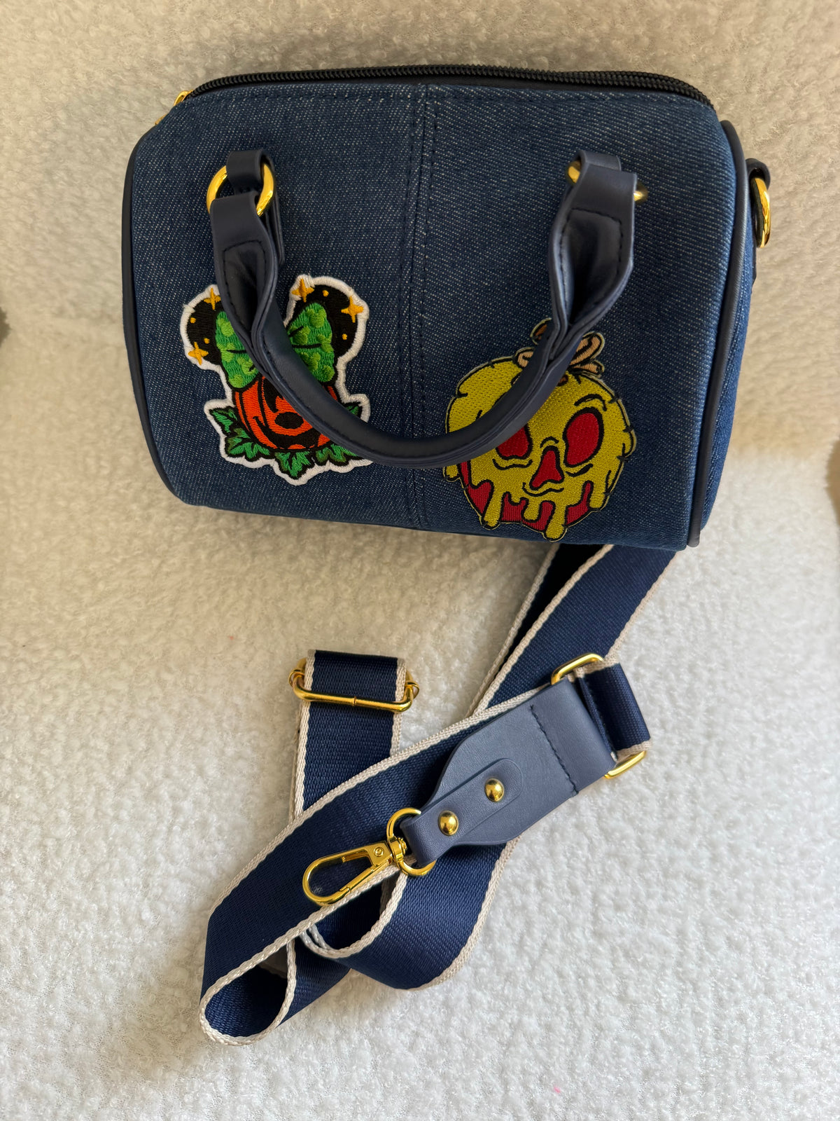 BLUE Boston 20 || Up-Cycled Artisan Patched Denim Handbag