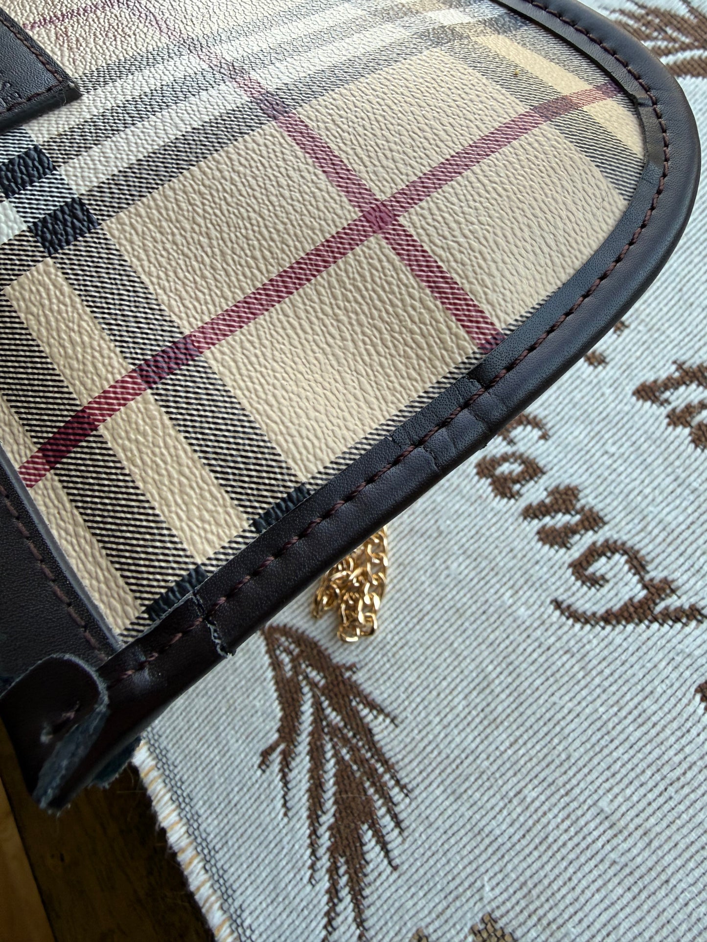 Authentic Preloved Burberry Novacheck Blue Label Pink Nylon Tote with Classic Pouch