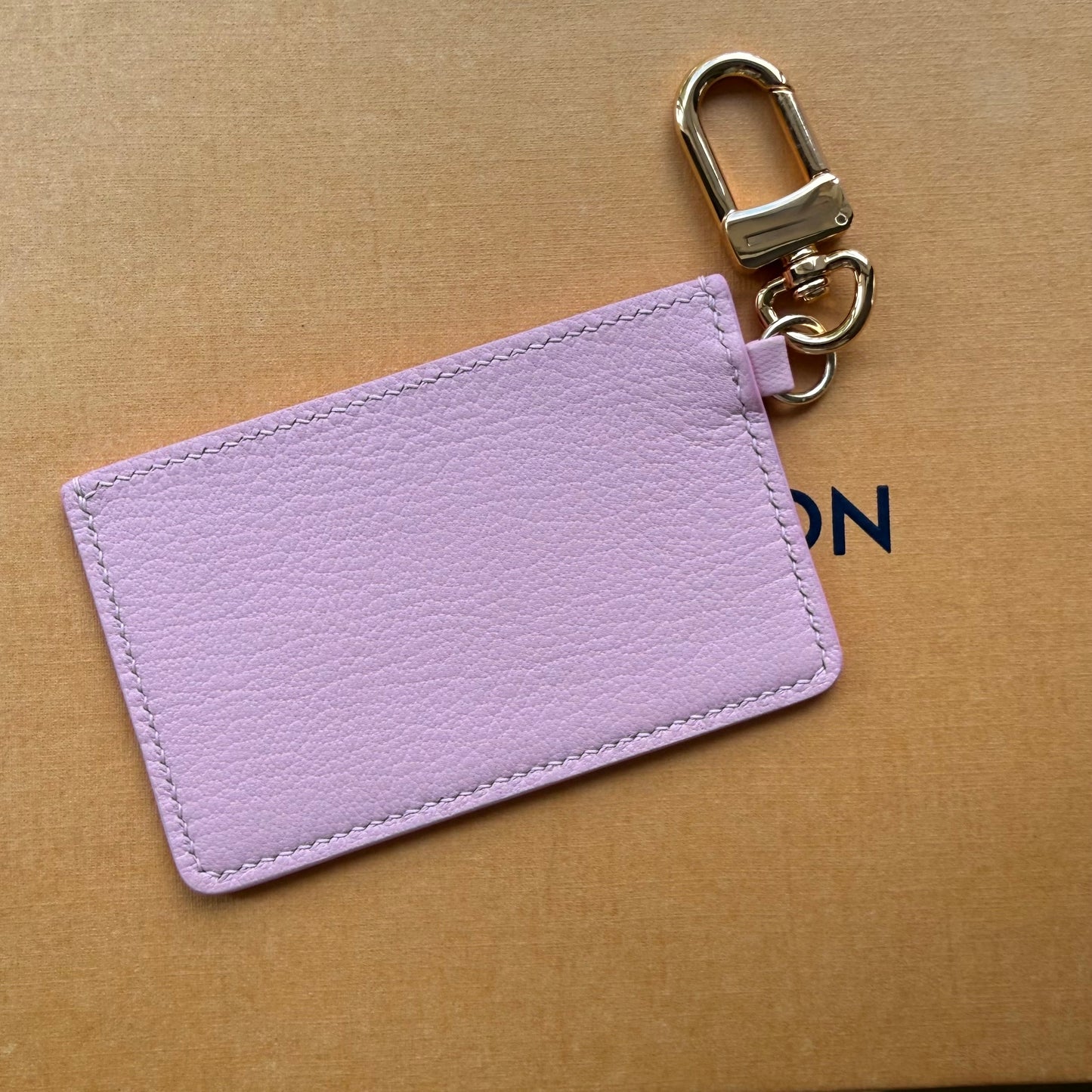 {HOLIDAY} Handmade Light Pink Leather + Mono Keychain Card Wallet