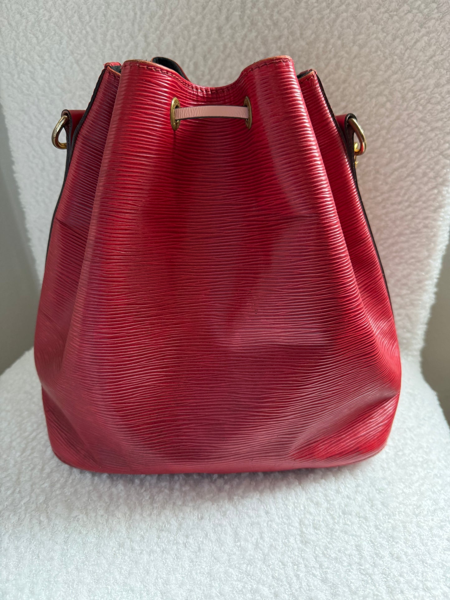 Authentic Preloved Vintage Reimagined Louis Vuitton Petit Noe in Red Epi Leather