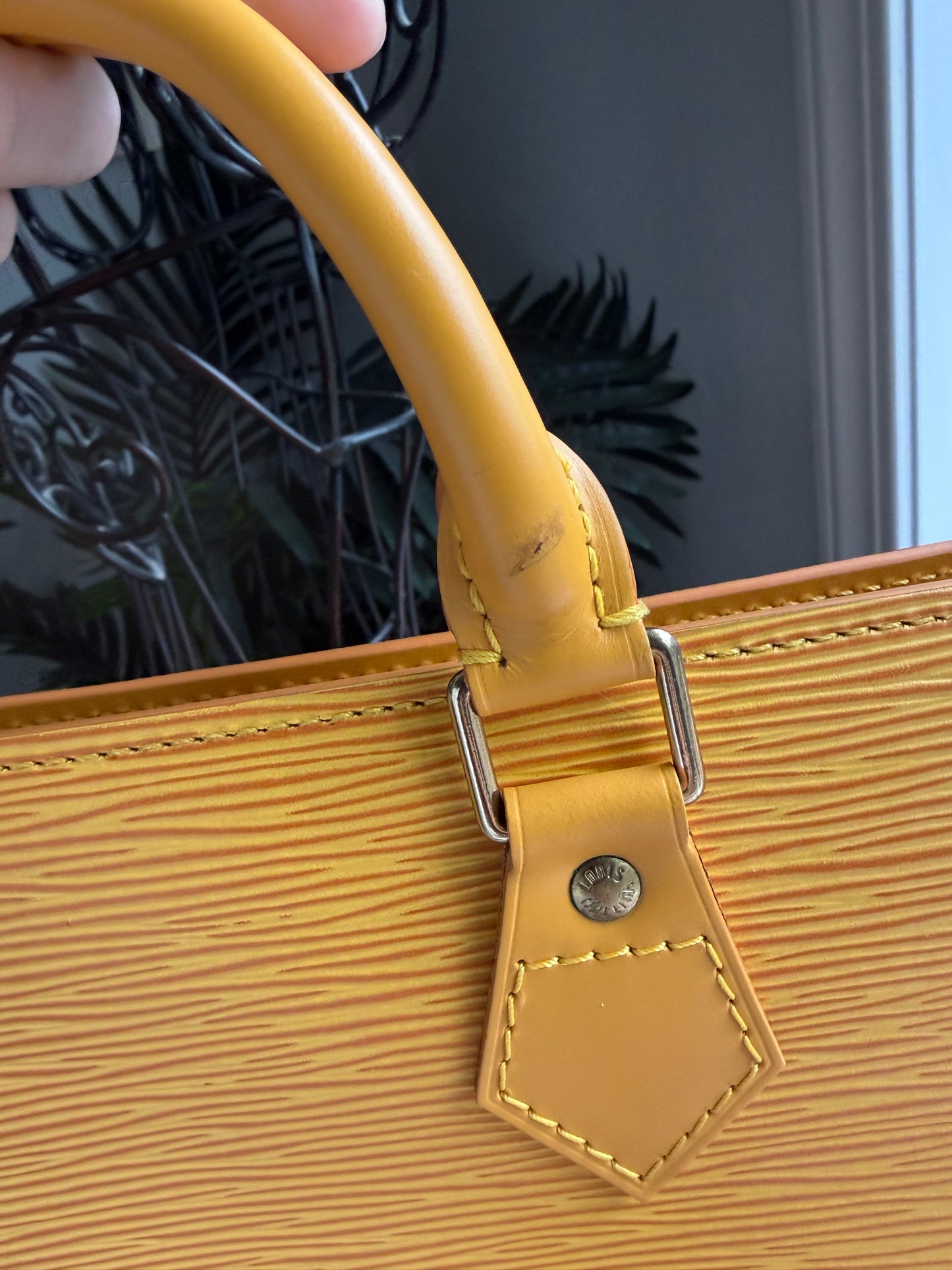 Preloved Authentic Vintage Luxury Statement Piece Iconic 1995 Louis Vuitton Sac Triangle bag in yellow epi leather