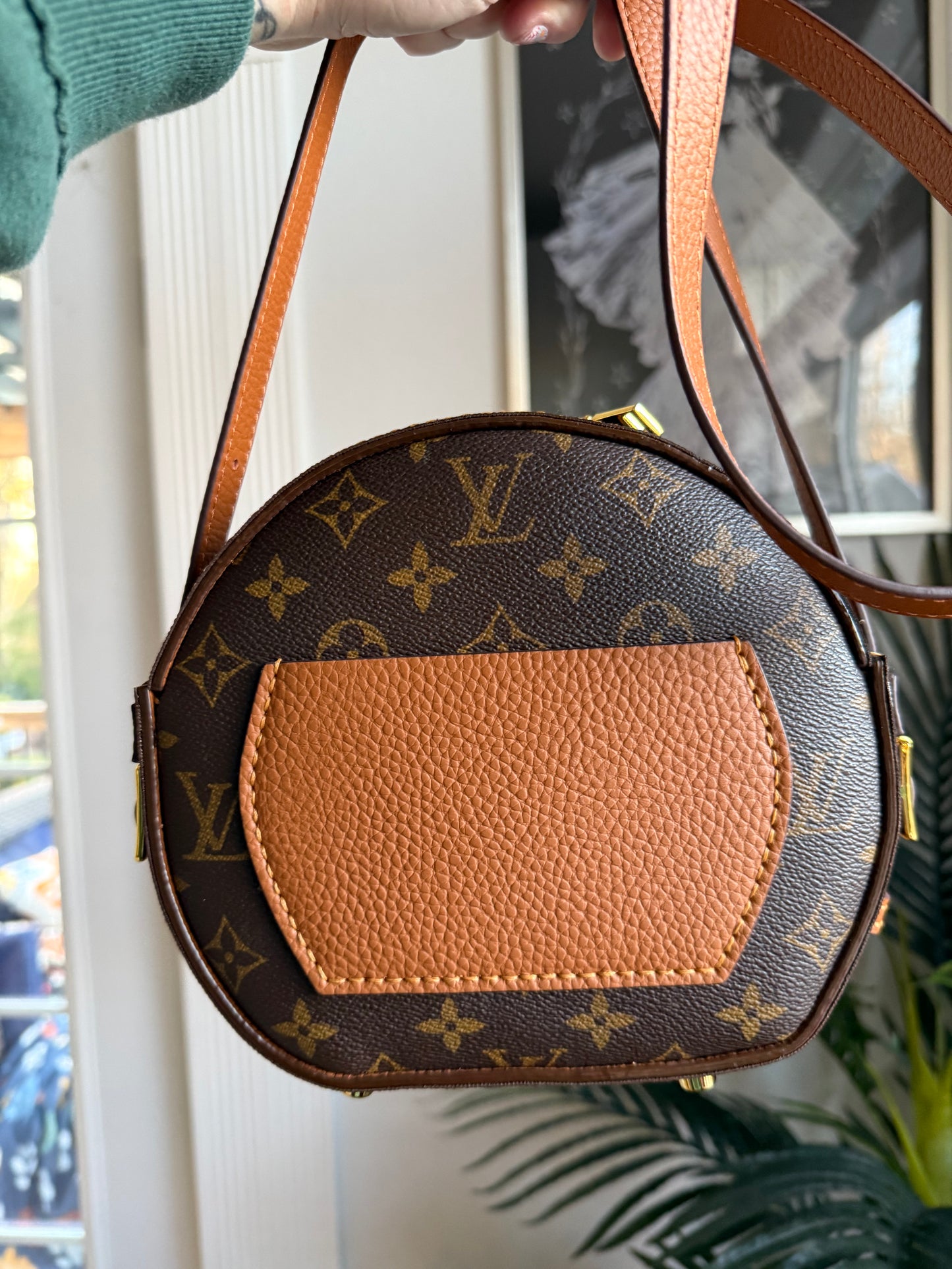 The STYLE Bag || Handmade Luxury Leather and Mono Hatbox Statement Unique Circle Bag