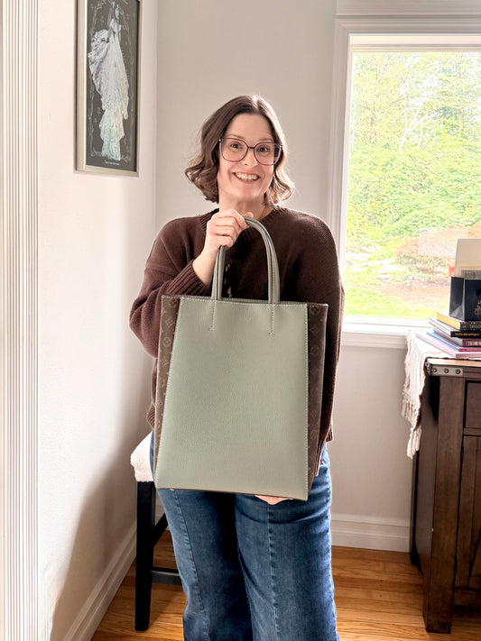 Handmade Upcycled Mono Vertical Tote