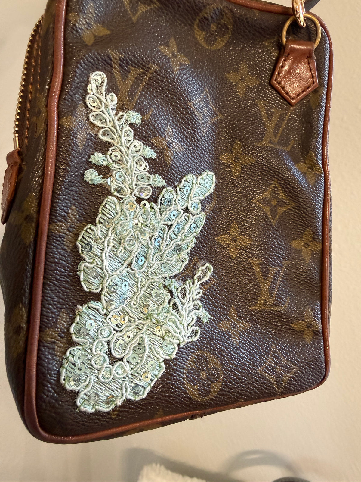 Authentic Preloved Custom Embroidered Beaded Reimagined Nautical Vintage Mini Amazone Crossbody Bag