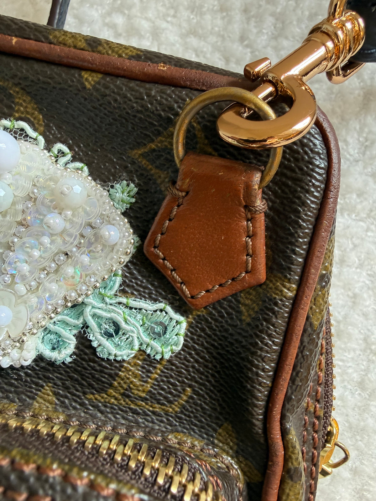 Authentic Preloved Custom Embroidered Beaded Reimagined Nautical Vintage Mini Amazone Crossbody Bag