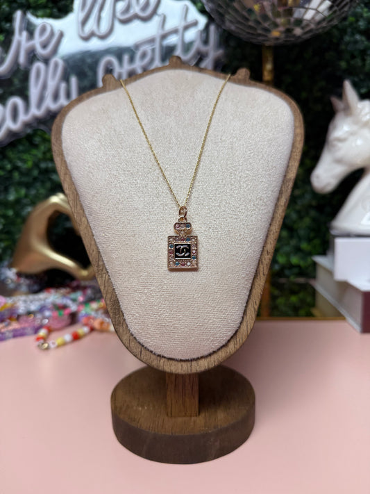 THE ILLICIT AFFAIR Vintage Upcycled Lux CC Charm Necklace in black